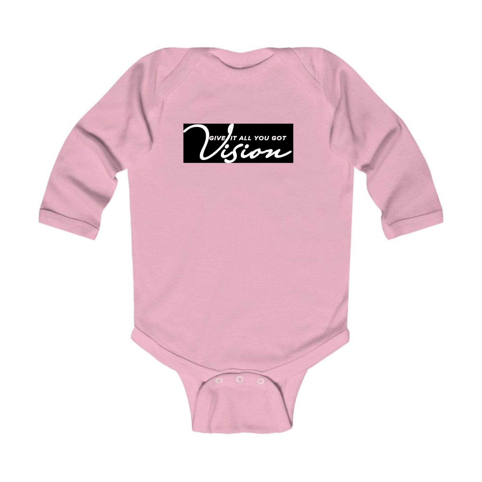 Infant wearing a long sleeve graphic t-shirt with the text 'Give it All You Got', showcasing vibrant colors and a comfortable fit.