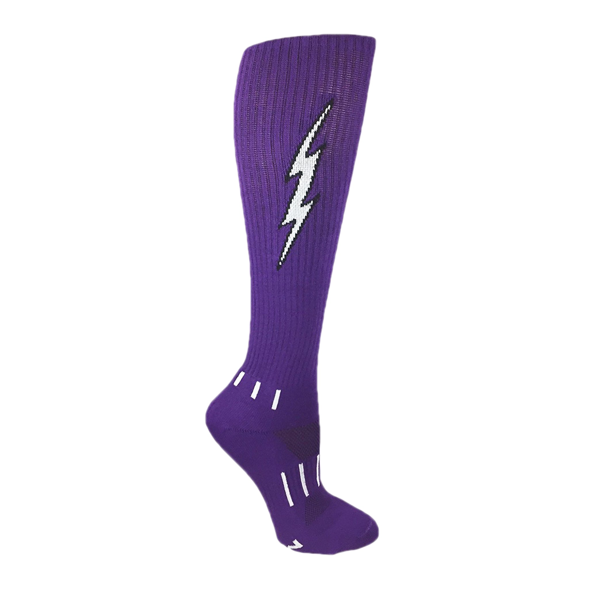 Insane Bolt Kids Socks featuring a black outline and white lightning bolt design, perfect for active sports and gym workouts.