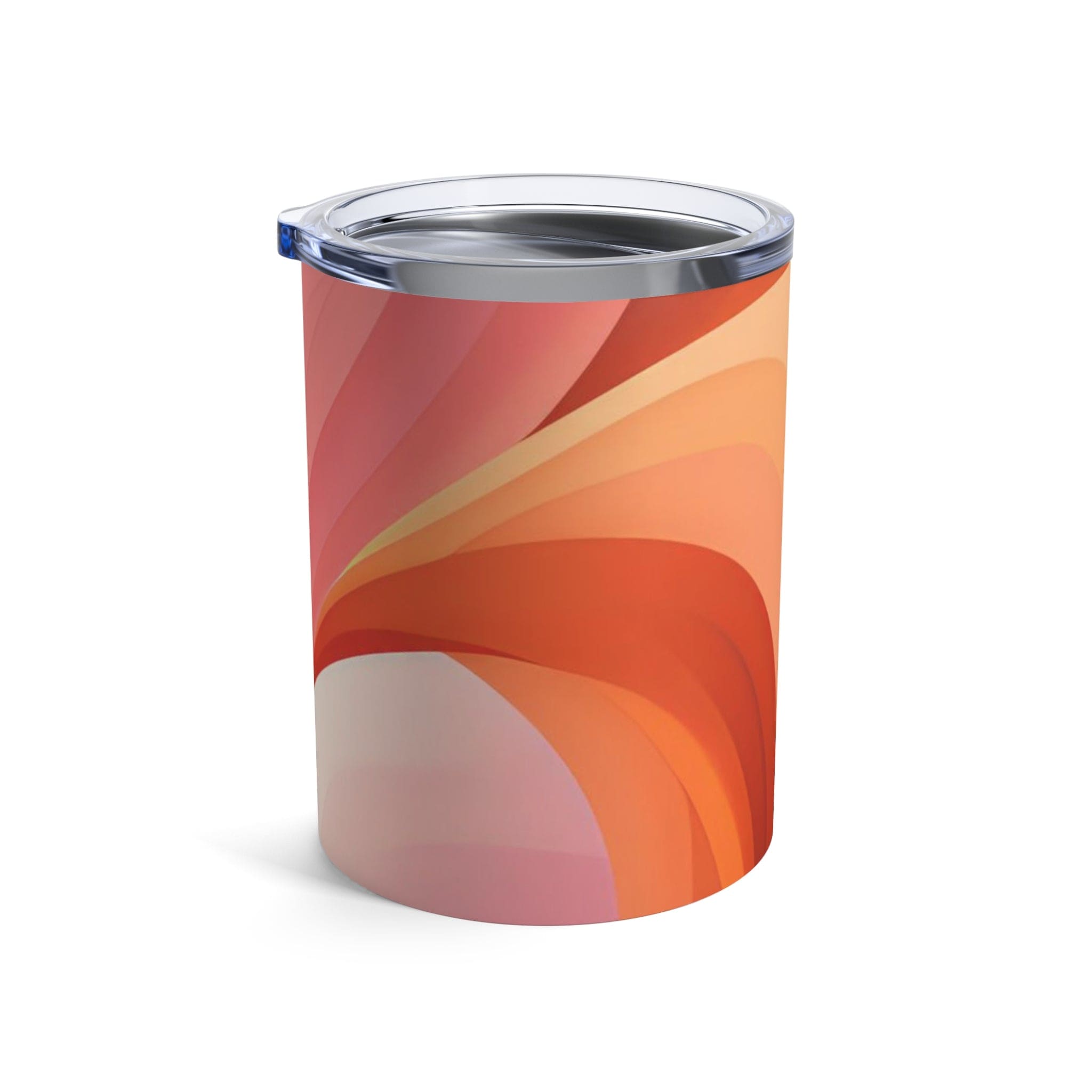 10oz insulated tumbler featuring a colorful heart illustration, made of stainless steel with a see-thru plastic lid.