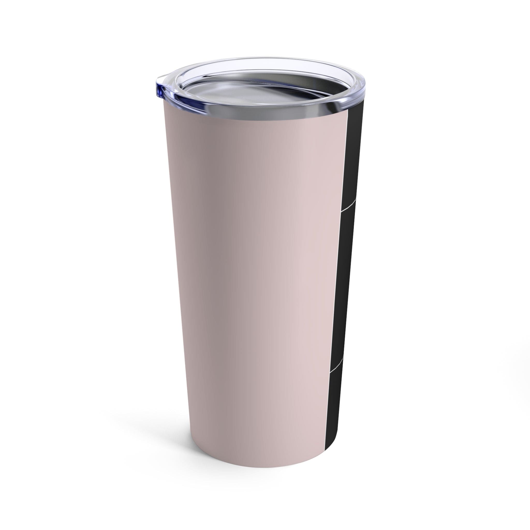 Insulated 20oz tumbler in pastel colorblock design featuring pink, black, and blue colors with a see-thru lid.