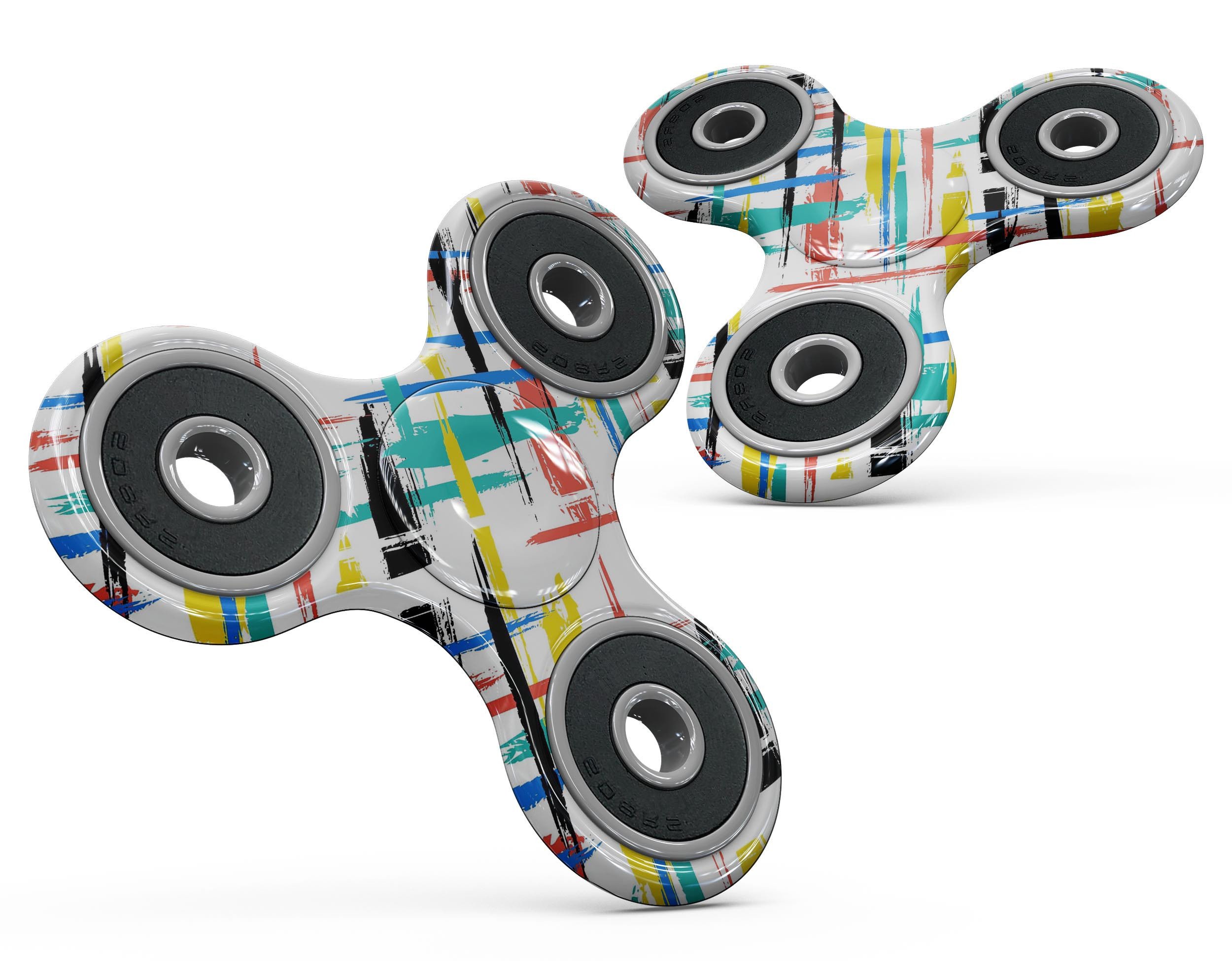 Intersecting Vector Bright Strokes Full-Body Skin-Kit for fidget spinner, showcasing vibrant colors and unique design.