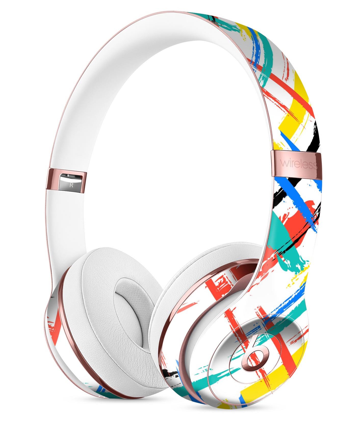 Intersecting Vector Bright Strokes Full-Body Skin Kit for Beats by Dre Solo 3 Wireless Headphones, showcasing vibrant colors and precise cut.