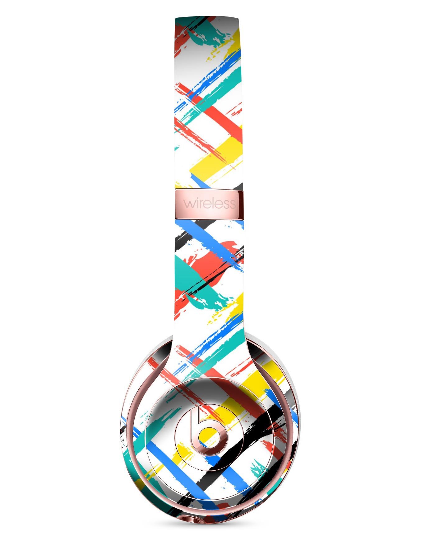 Intersecting Vector Bright Strokes Full-Body Skin Kit for Beats by Dre Solo 3 Wireless Headphones, showcasing vibrant colors and precise cut.