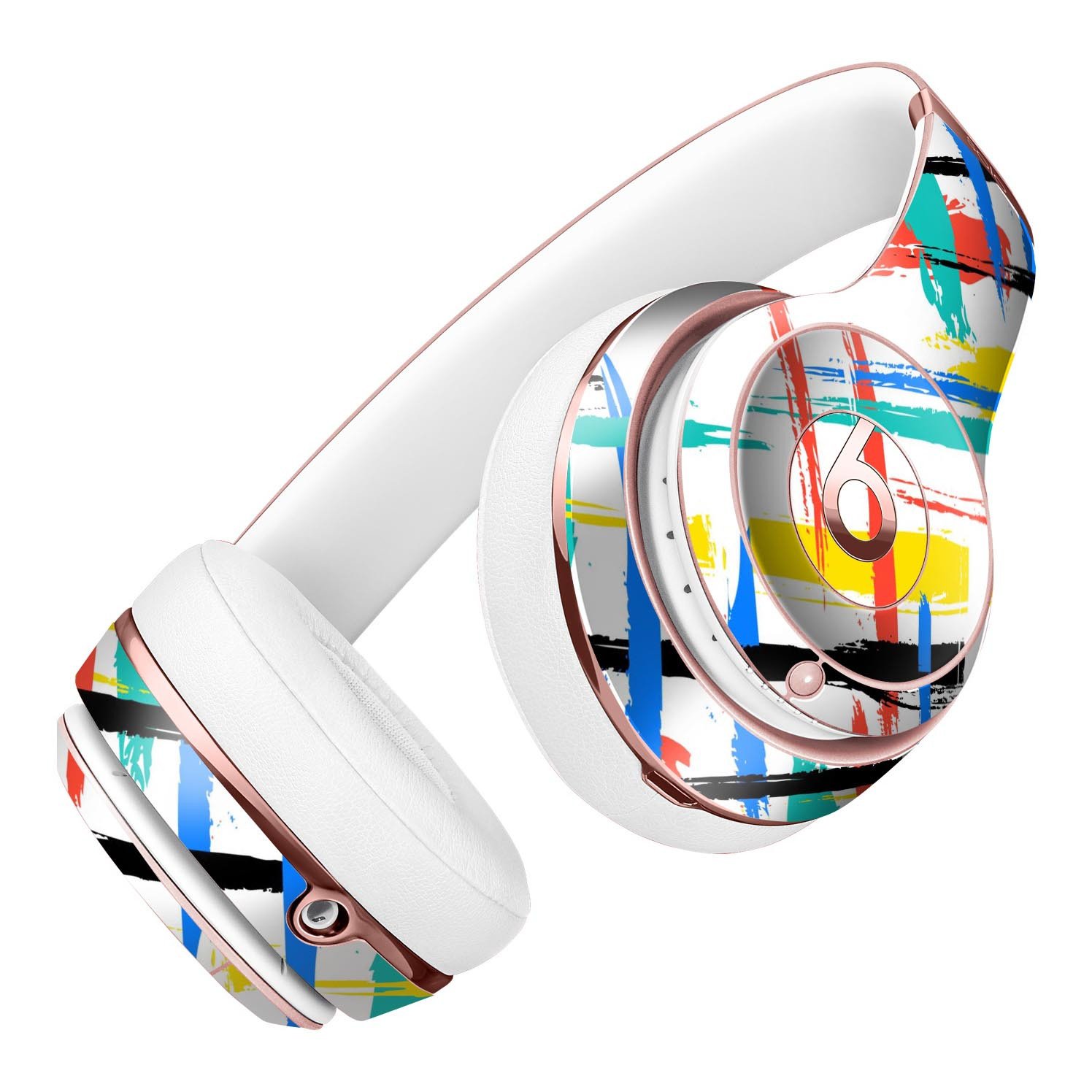 Intersecting Vector Bright Strokes Full-Body Skin Kit for Beats by Dre Solo 3 Wireless Headphones, showcasing vibrant colors and precise cut.