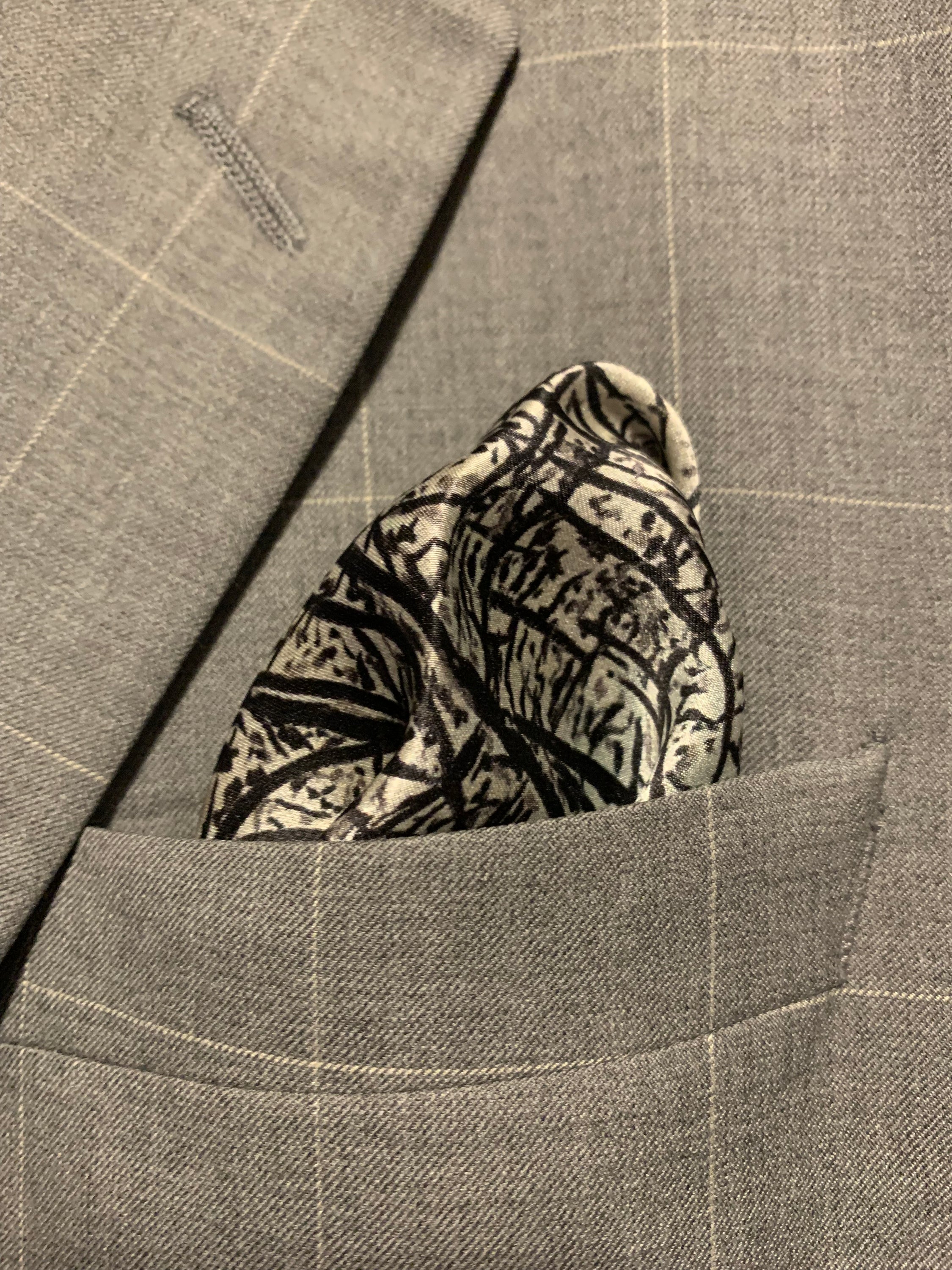 Into The Woods Pocket Square featuring a forest-inspired design in soft fabric, perfect for stylish accessorizing.