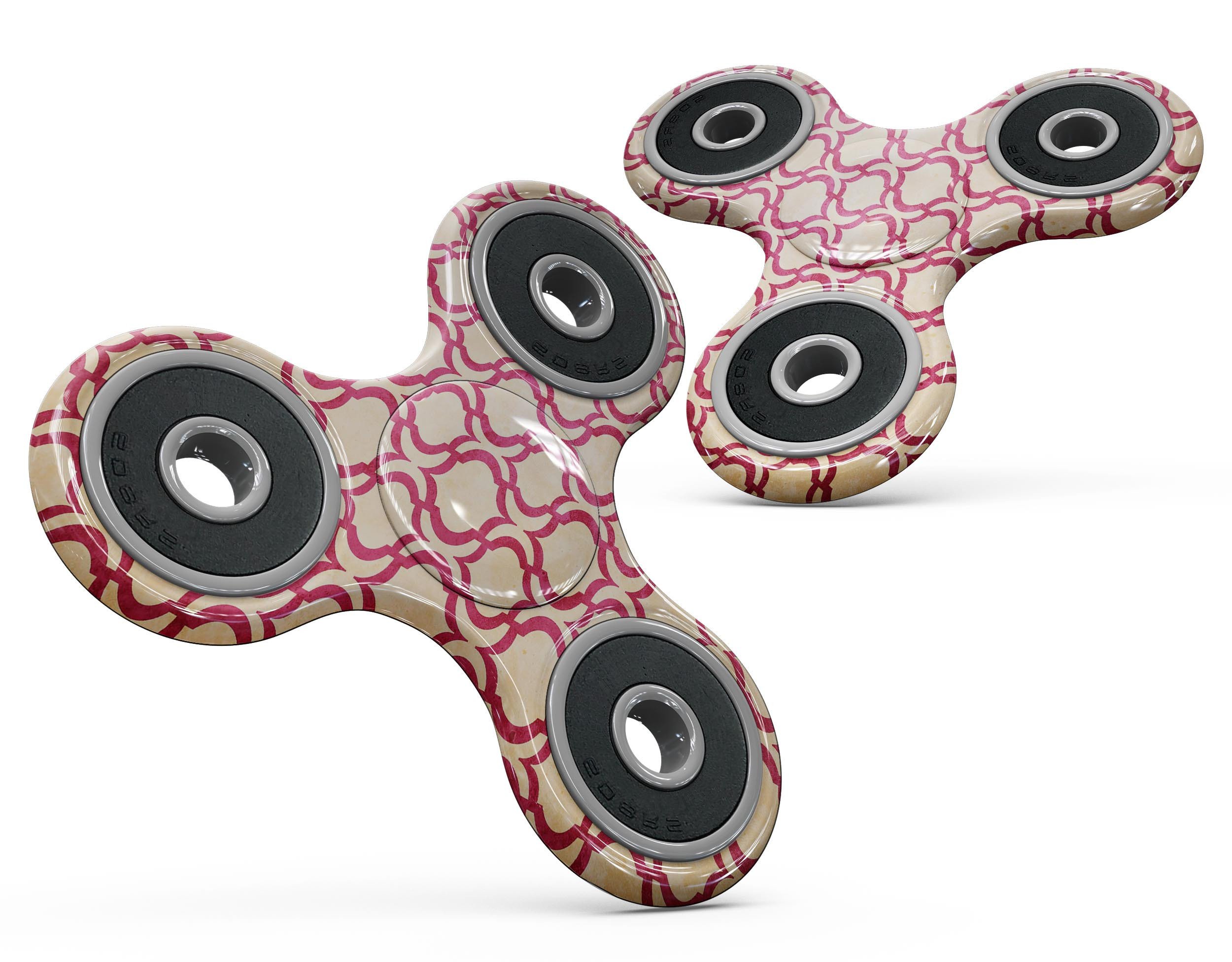 Inverted pink and white ovals pattern skin for fidget spinner, showcasing vibrant colors and a sleek design.