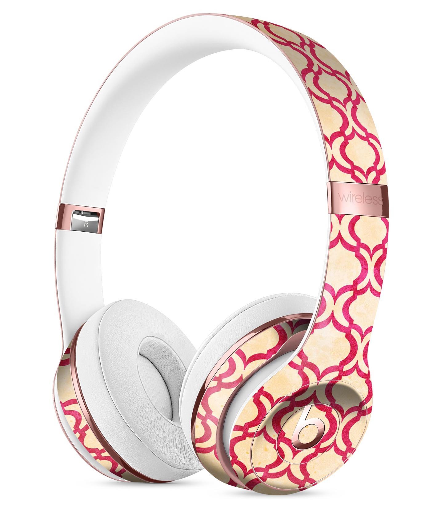 Inverted Pink and White Ovals Pattern Skin Kit for Beats by Dre Solo 3 Wireless Headphones, showcasing vibrant colors and sleek design.