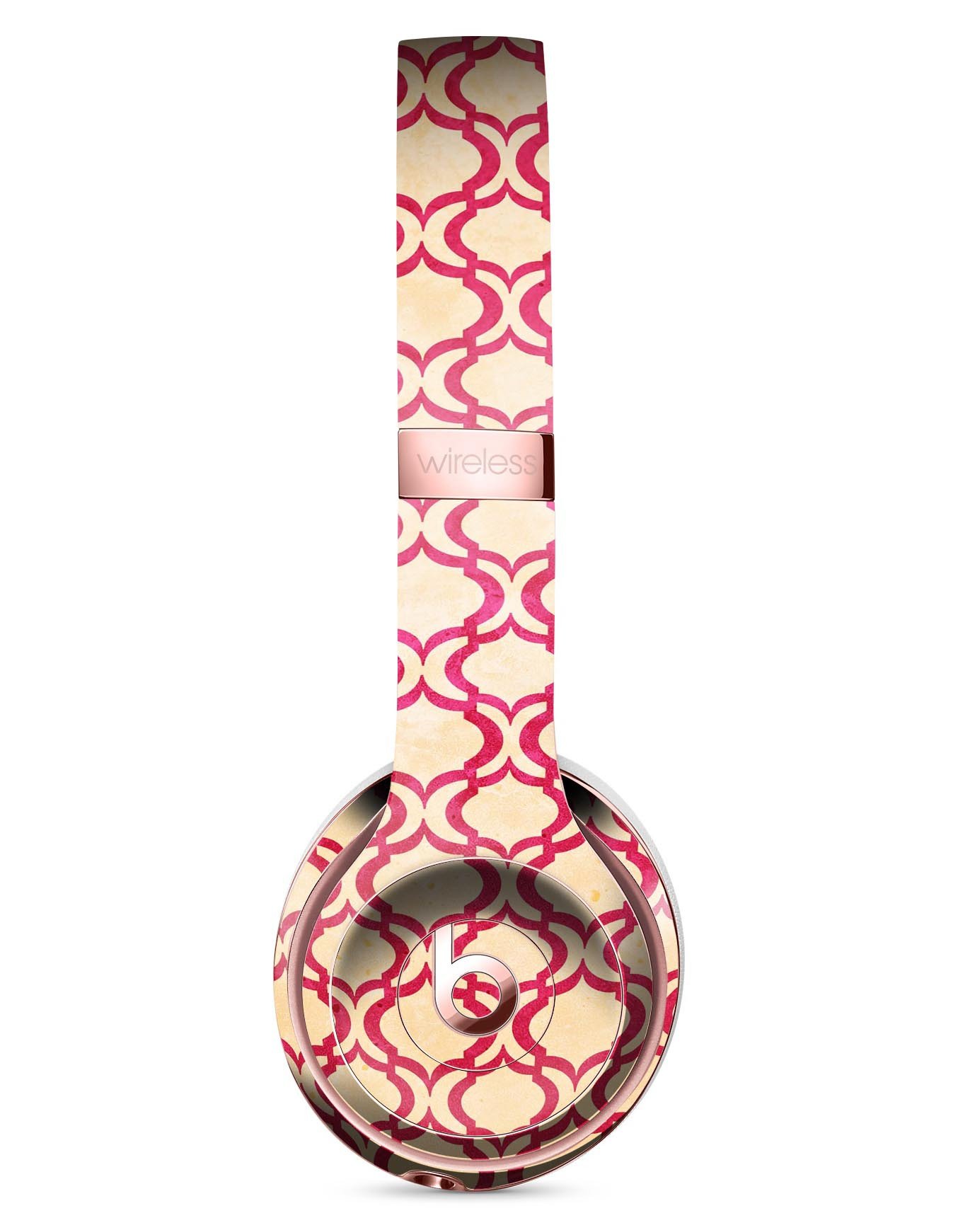 Inverted Pink and White Ovals Pattern Skin Kit for Beats by Dre Solo 3 Wireless Headphones, showcasing vibrant colors and sleek design.