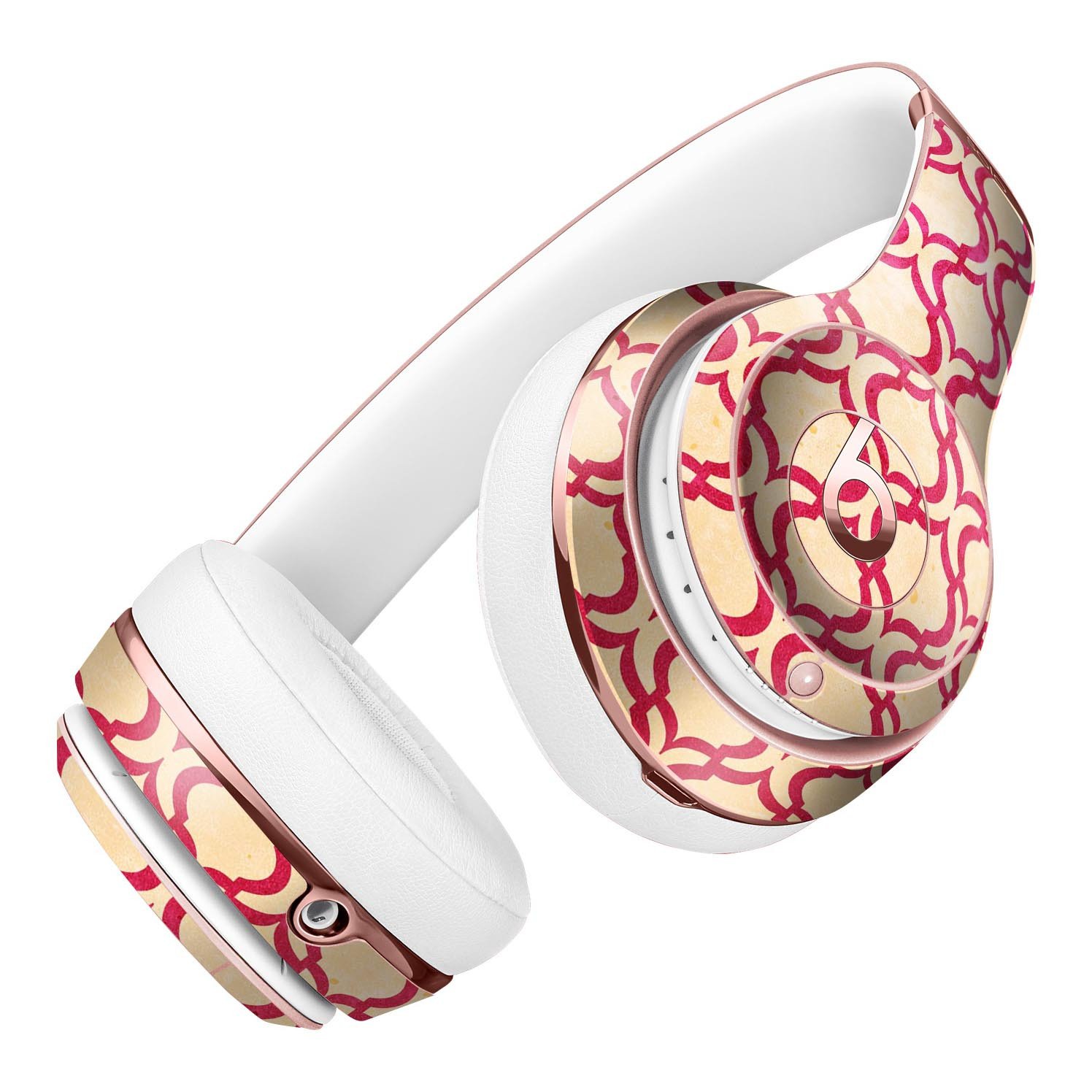 Inverted Pink and White Ovals Pattern Skin Kit for Beats by Dre Solo 3 Wireless Headphones, showcasing vibrant colors and sleek design.