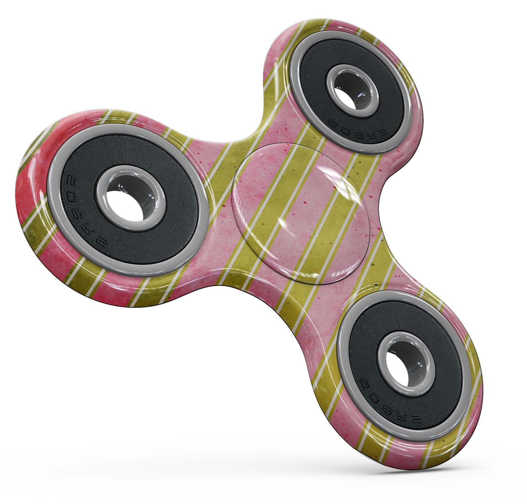 Inverted Yellow and Red Vertical Stripes Full-Body Fidget Spinner skin showcasing vibrant colors and a sleek design.