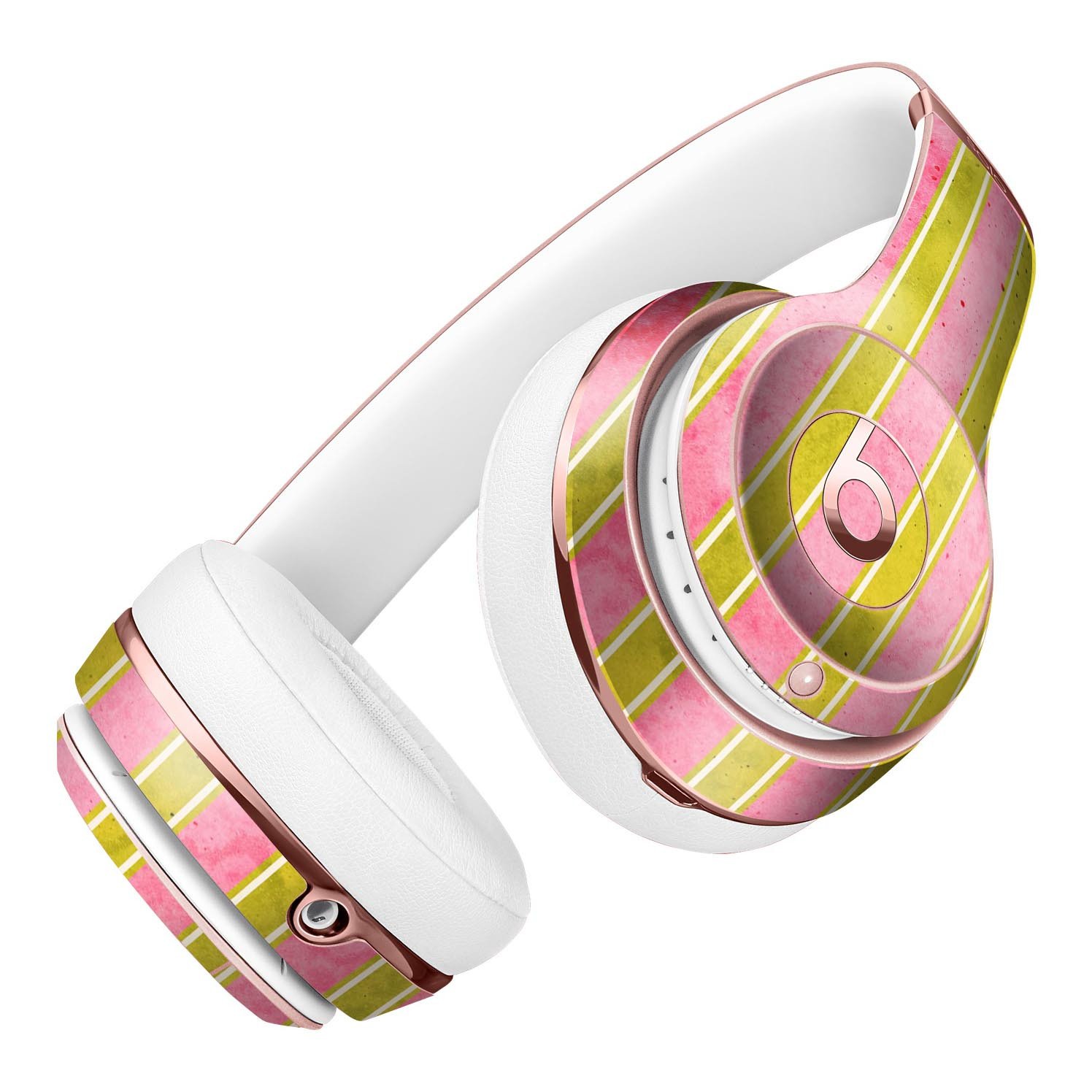 Inverted Yellow and Red Vertical Stripes Full-Body Skin Kit for Beats by Dre Solo 3 Wireless Headphones, showcasing vibrant colors and precision cut.