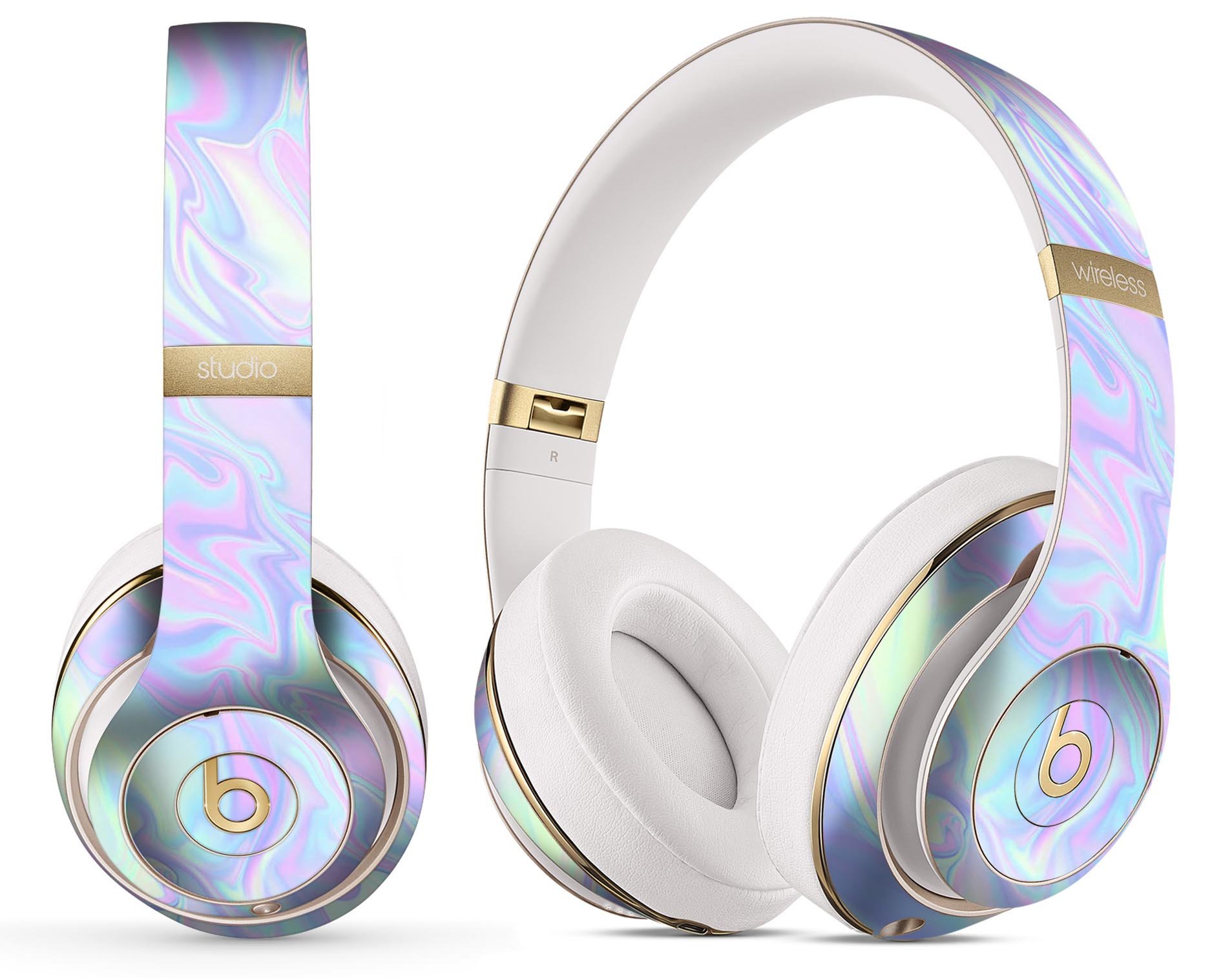 Iridescent Dahlia v1 skin decal wrap kit for Beats by Dre, showcasing vibrant colors and a sleek design that fits snugly on the headphones.