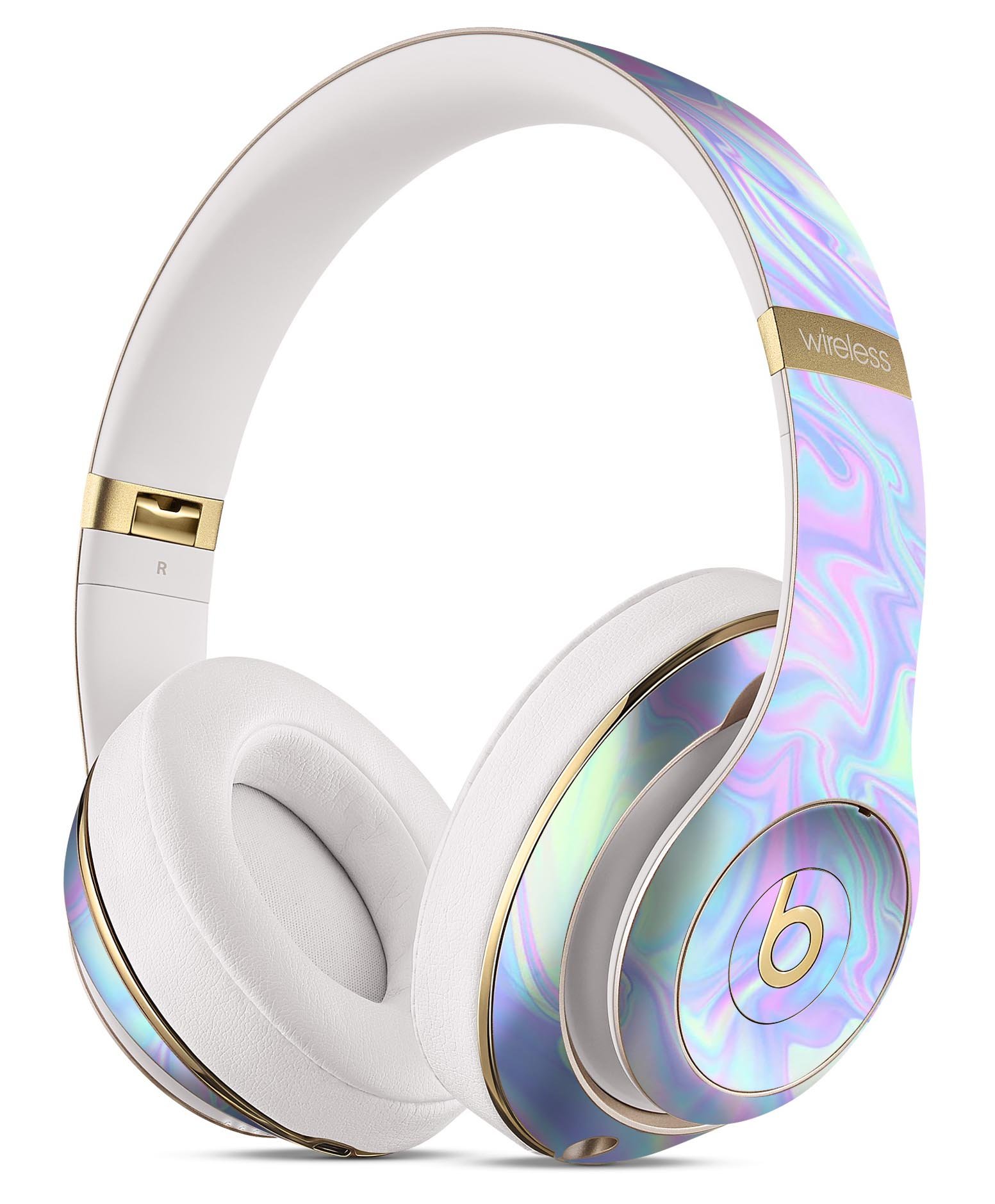 Iridescent Dahlia v1 skin decal wrap kit for Beats by Dre, showcasing vibrant colors and a sleek design that fits snugly on the headphones.