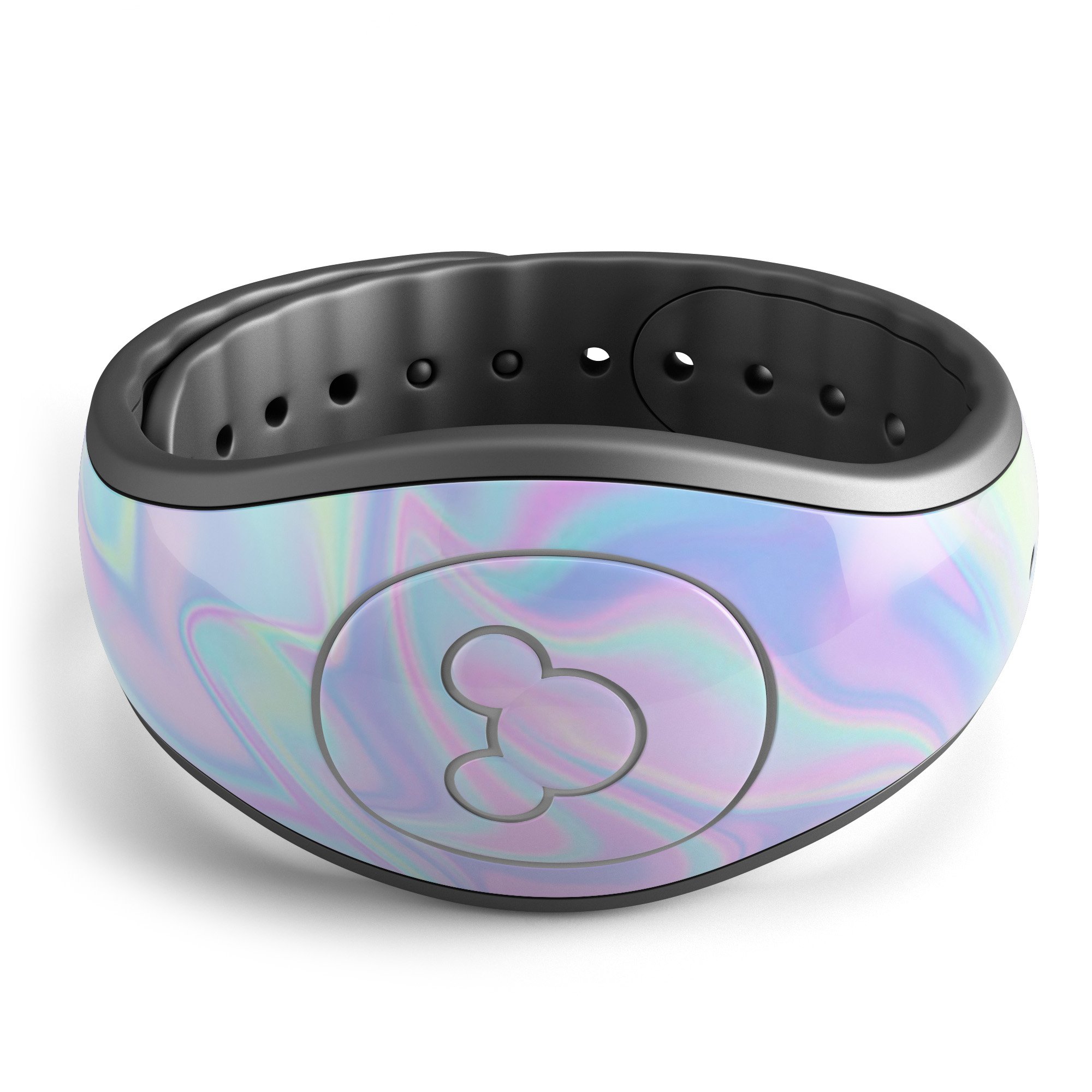 Iridescent Dahlia v1 skin decal wrap kit for Disney Magic Band, showcasing vibrant colors and a soft-touch matte finish.