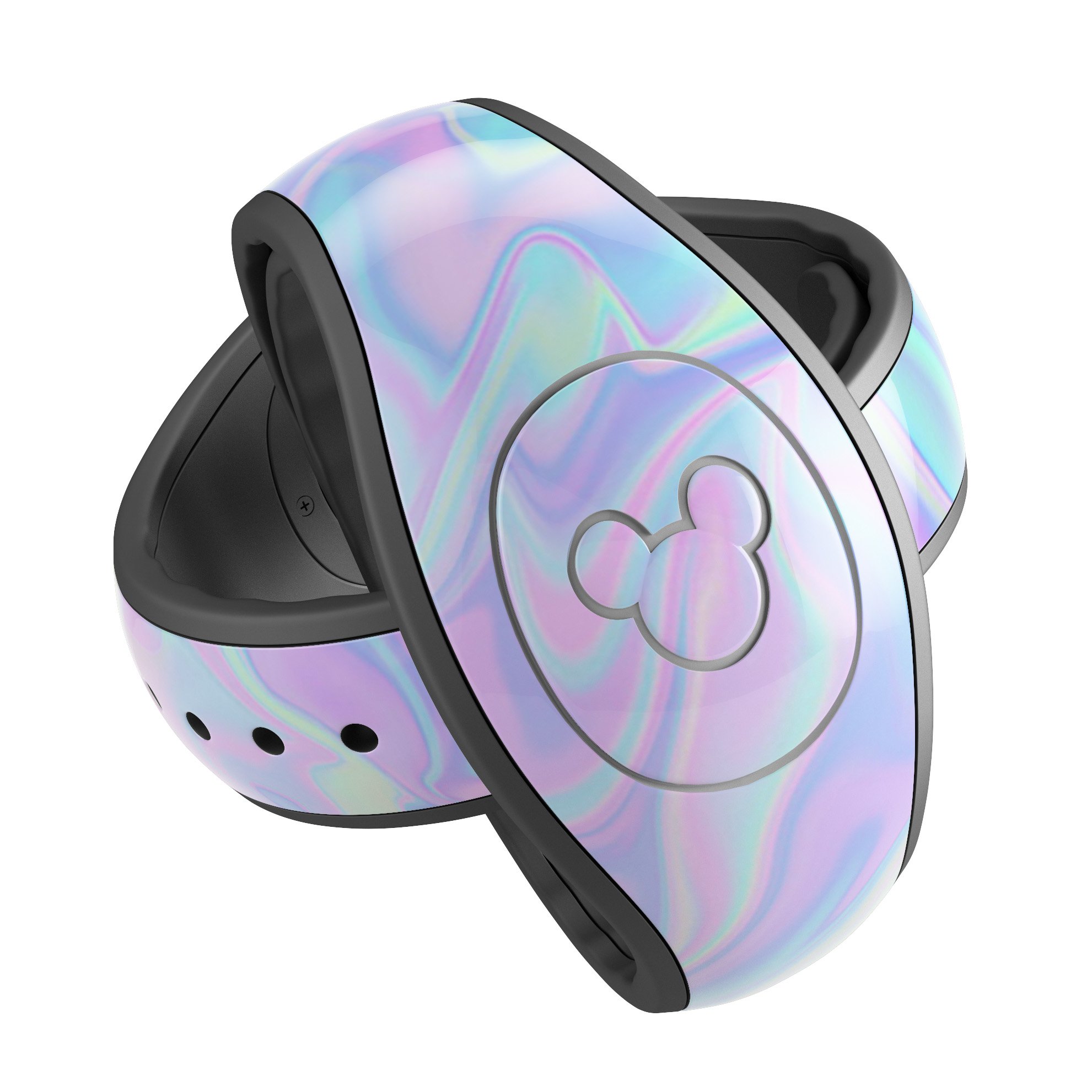 Iridescent Dahlia v1 skin decal wrap kit for Disney Magic Band, showcasing vibrant colors and a soft-touch matte finish.