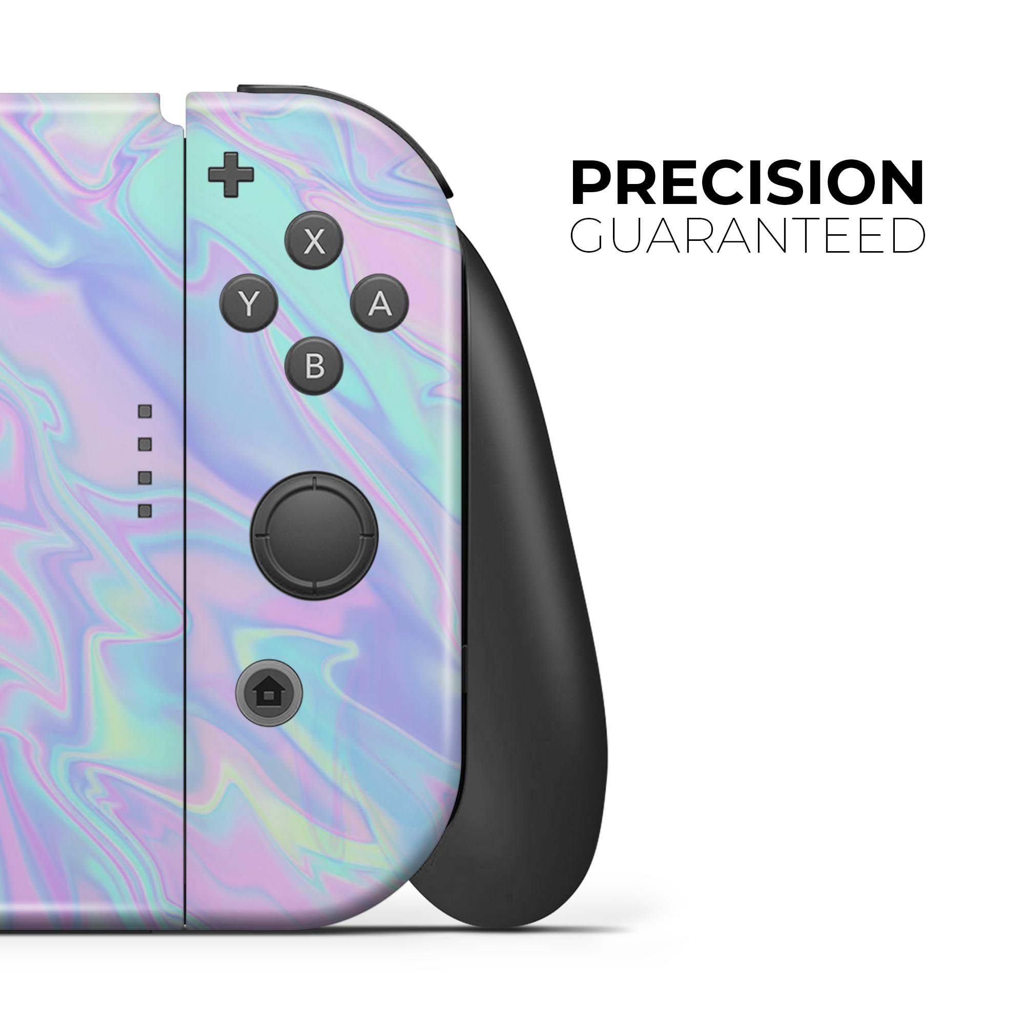 Iridescent Dahlia v1 skin decal wrap kit for Nintendo Switch, showcasing vibrant colors and a sleek design that fits snugly on the console.