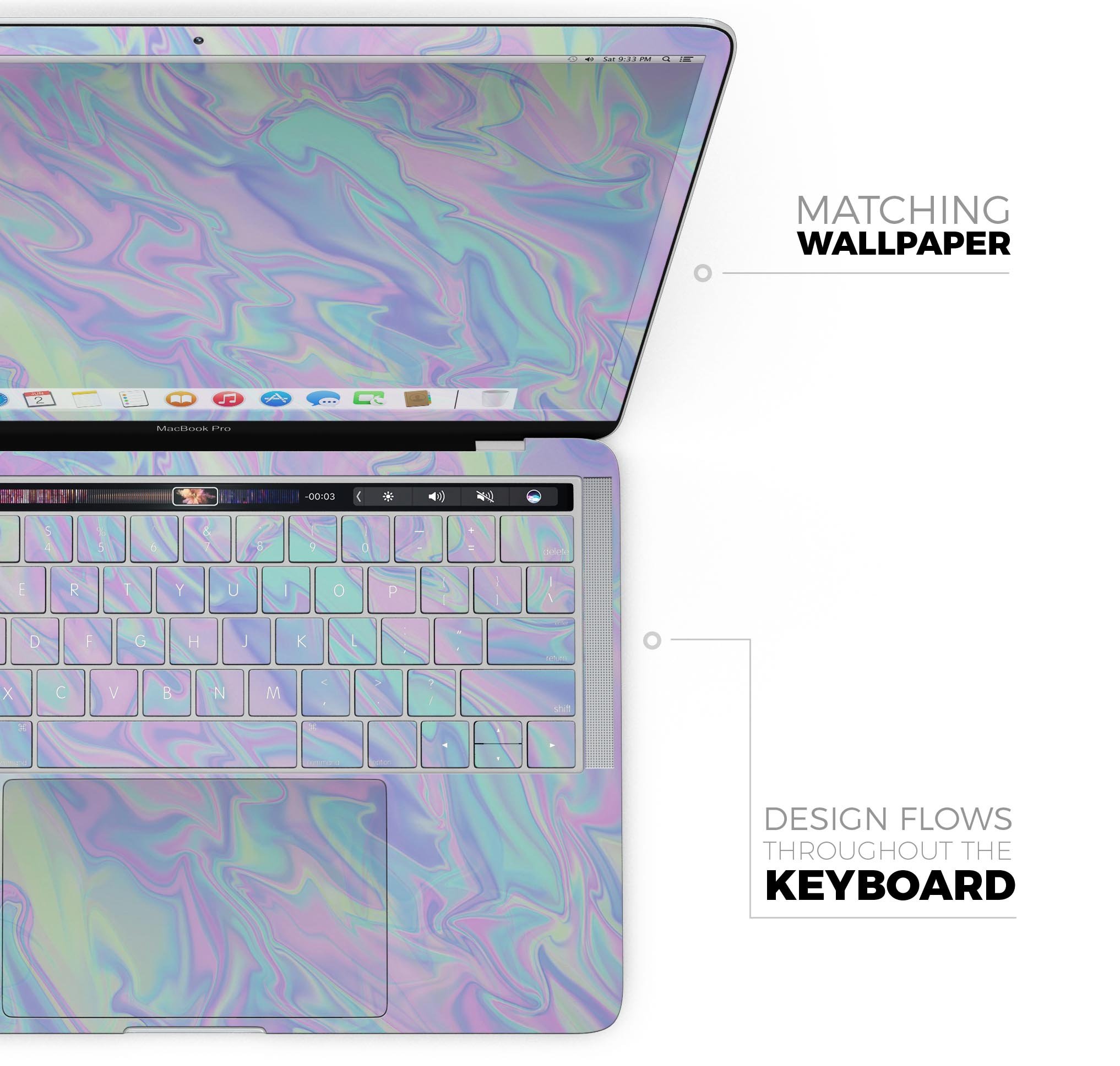 Iridescent Dahlia Skin Decal Wrap Kit for Apple MacBook, showcasing vibrant colors and a sleek design.