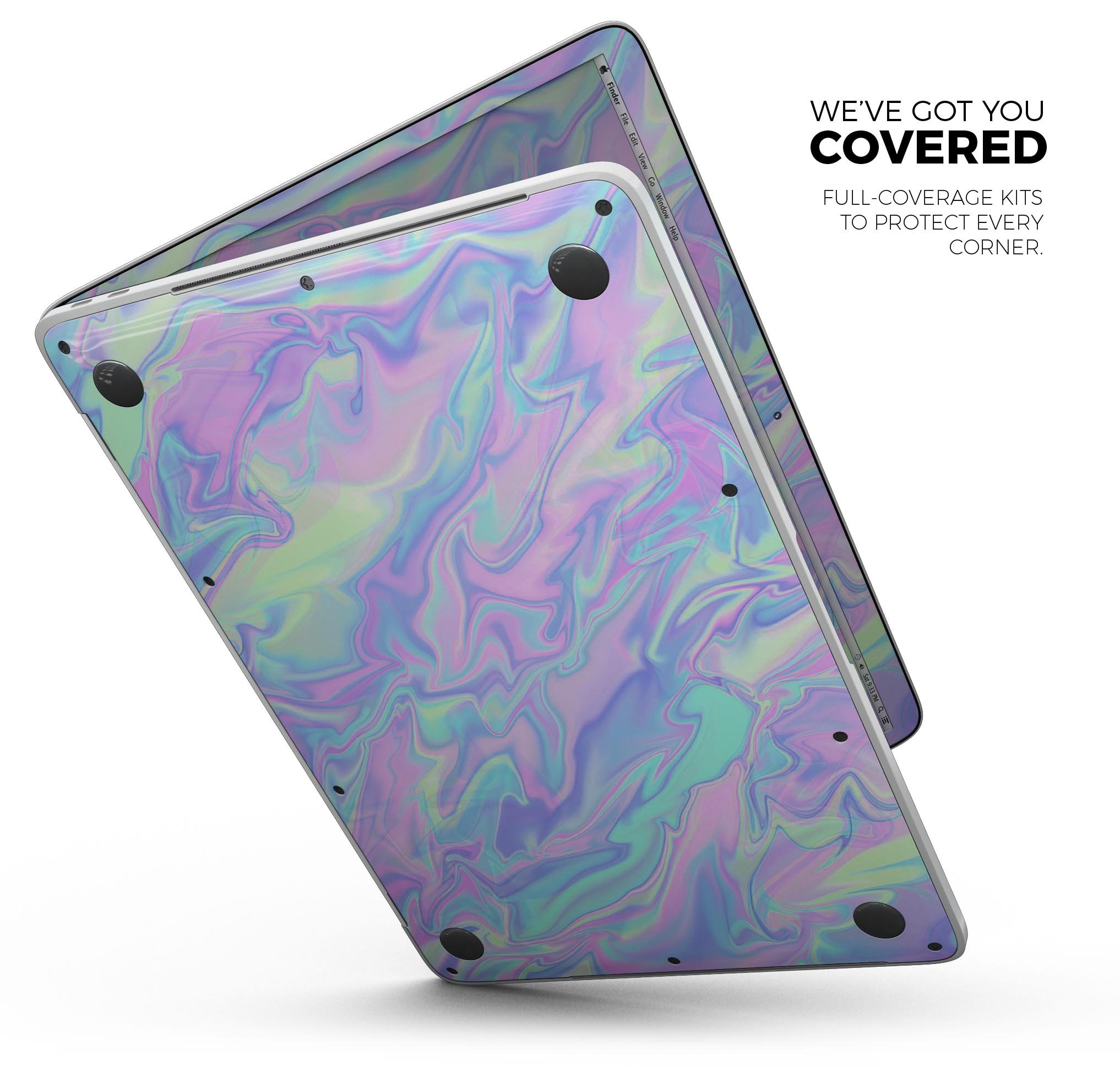 Iridescent Dahlia Skin Decal Wrap Kit for Apple MacBook, showcasing vibrant colors and a sleek design.