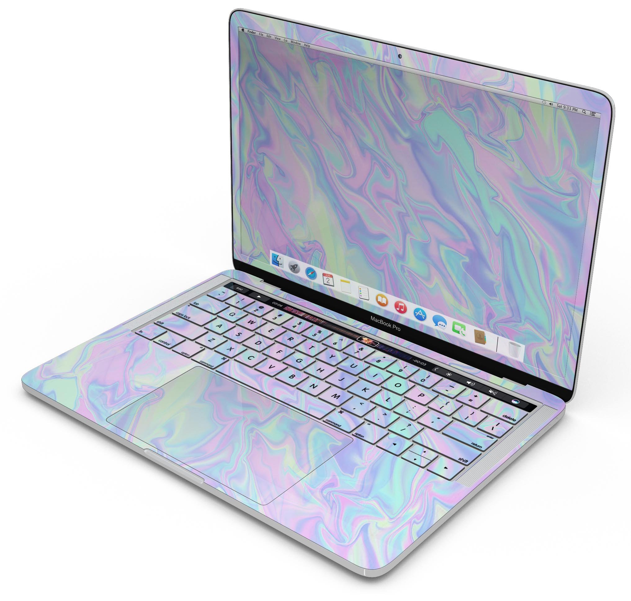 Iridescent Dahlia Skin Decal Wrap Kit for Apple MacBook, showcasing vibrant colors and a sleek design.