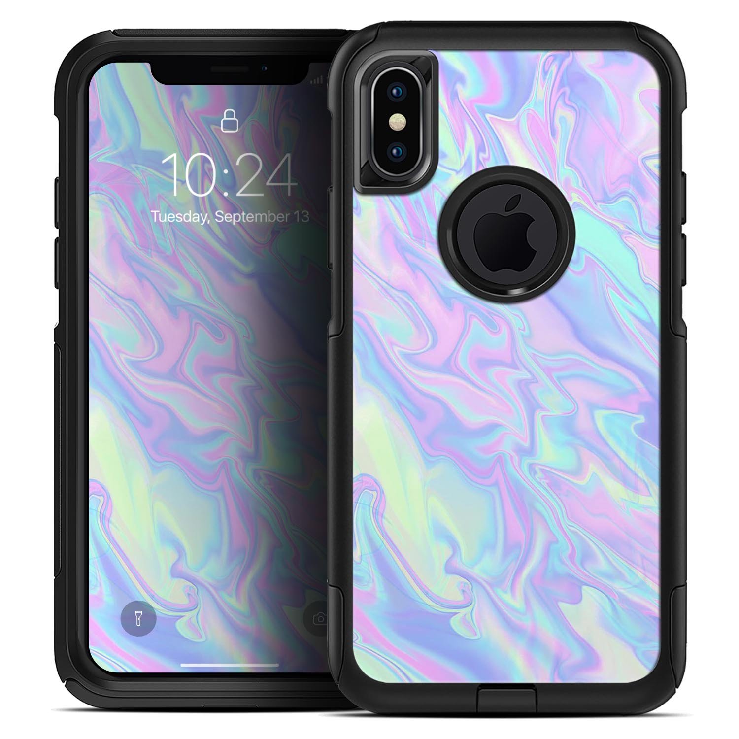 Iridescent Dahlia v1 Skin Kit for iPhone OtterBox Cases showcasing vibrant colors and intricate design.