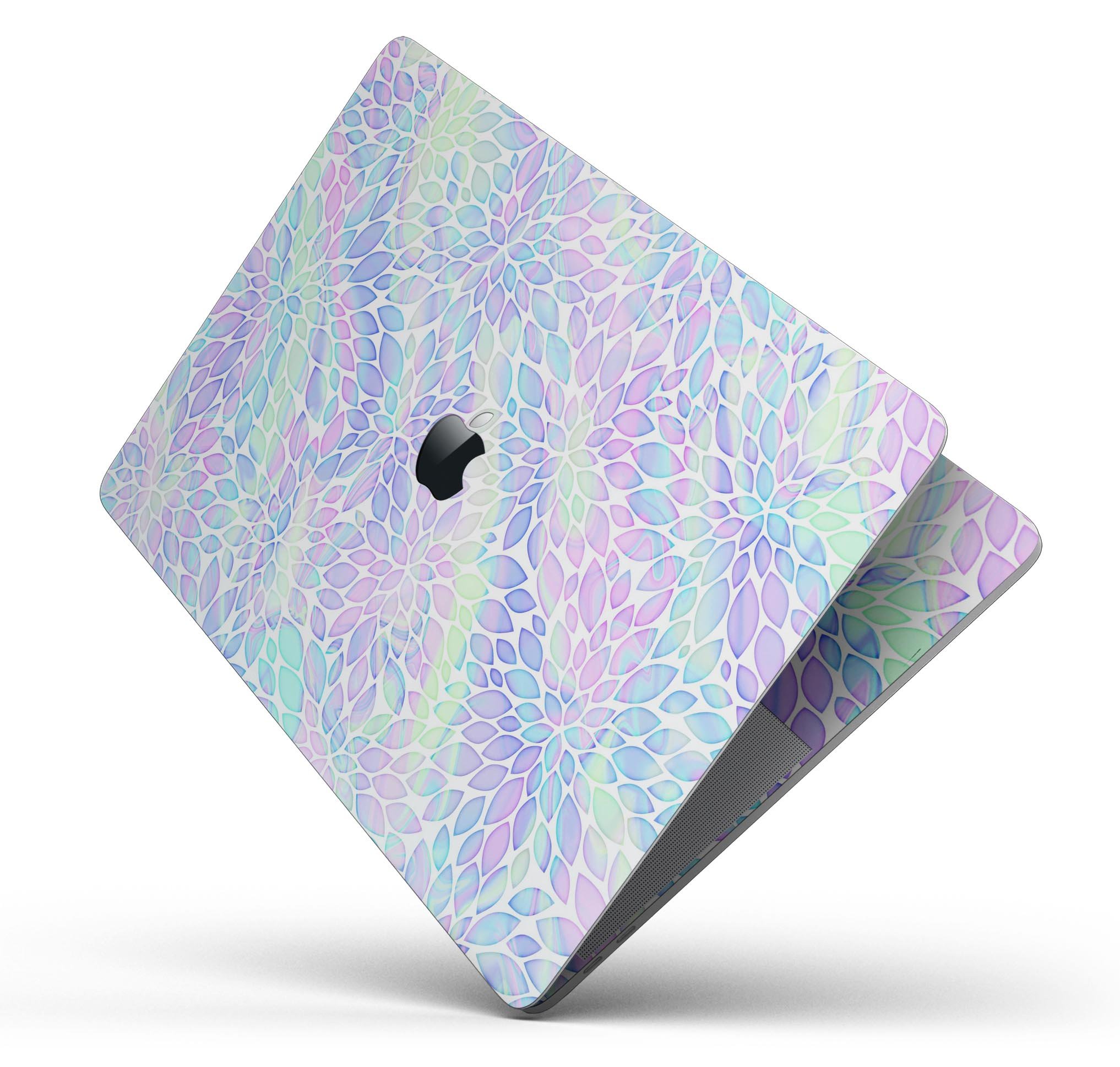 Iridescent Dahlia v3 skin decal wrap kit for Apple MacBook, showcasing vibrant colors and a sleek design.