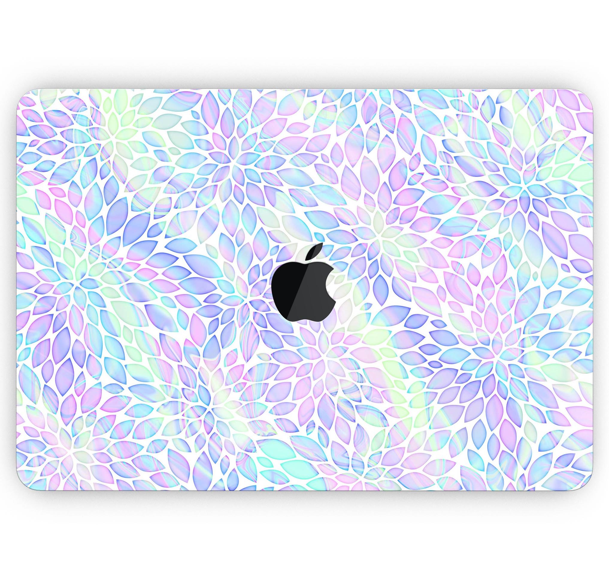 Iridescent Dahlia v3 skin decal wrap kit for Apple MacBook, showcasing vibrant colors and a sleek design.