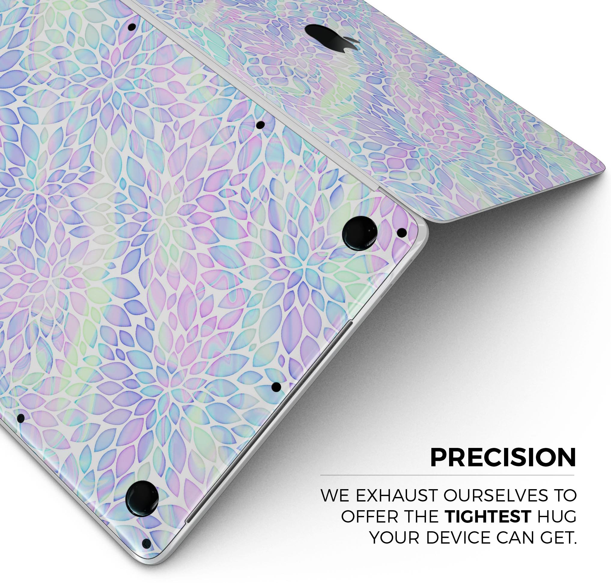 Iridescent Dahlia v3 skin decal wrap kit for Apple MacBook, showcasing vibrant colors and a sleek design.