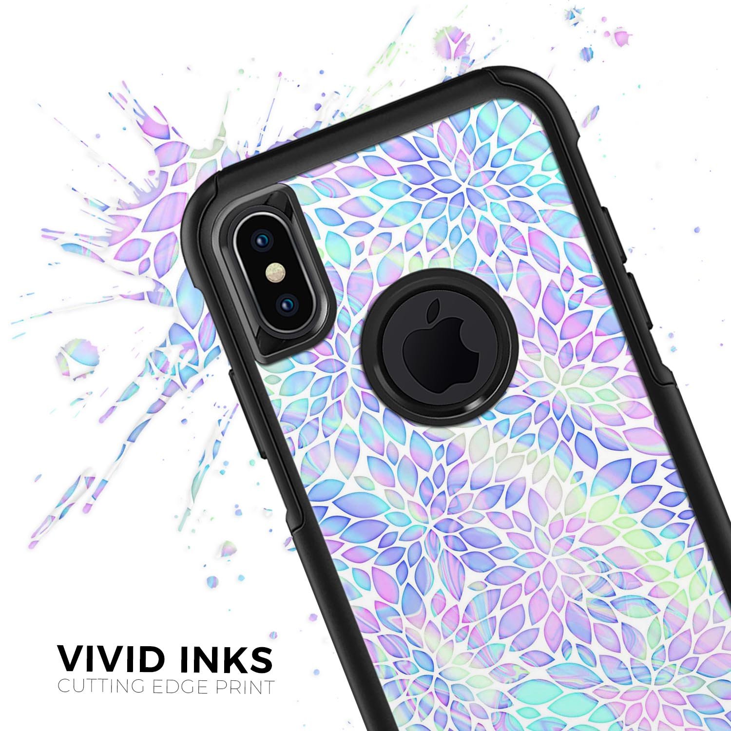 Iridescent Dahlia v3 Skin Kit for iPhone OtterBox Cases, showcasing vibrant colors and unique patterns.