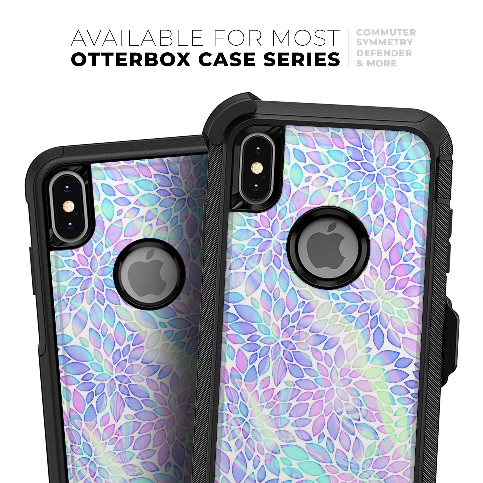 Iridescent Dahlia v3 Skin Kit for iPhone OtterBox Cases, showcasing vibrant colors and unique patterns.