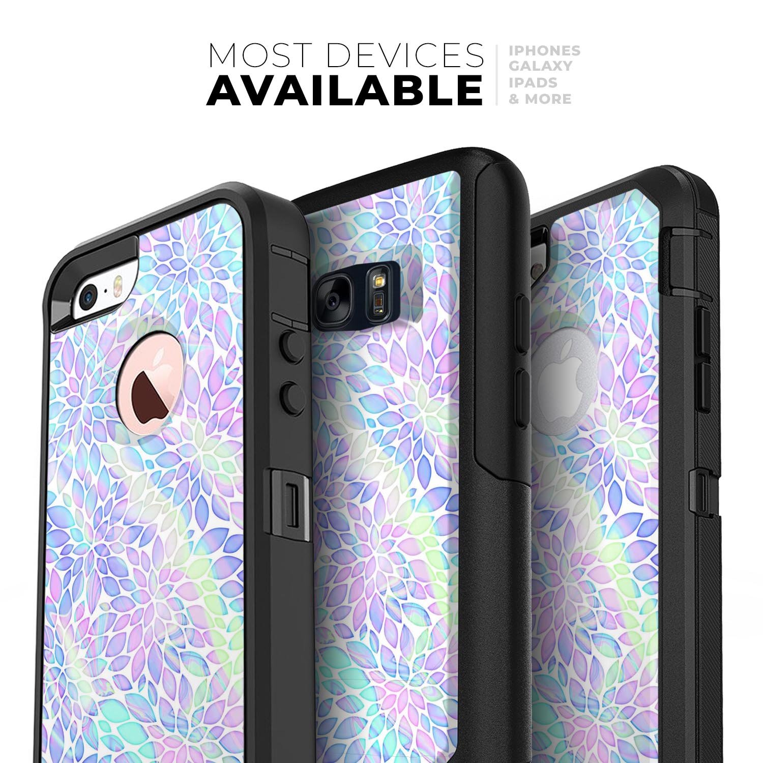 Iridescent Dahlia v3 Skin Kit for iPhone OtterBox Cases, showcasing vibrant colors and unique patterns.