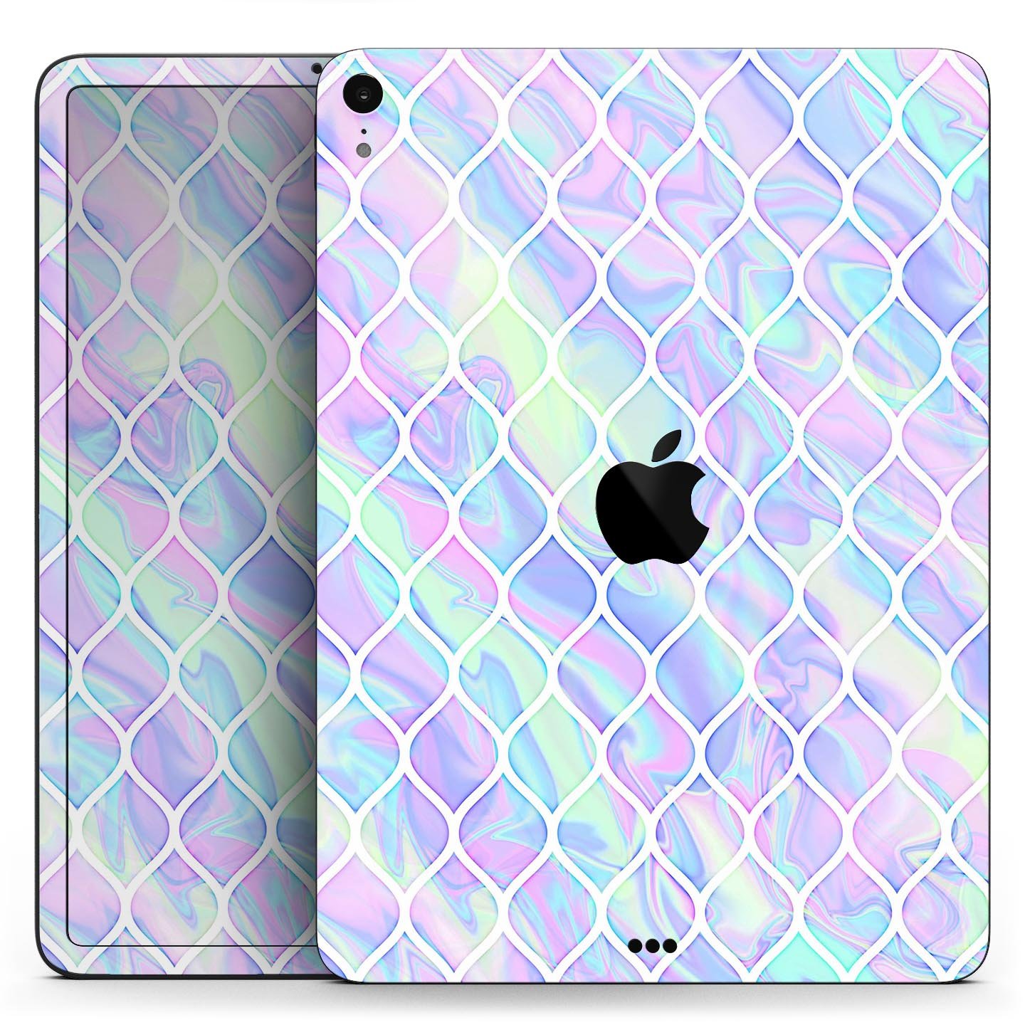 Iridescent Dahlia v4 skin decal for Apple iPad Pro, showcasing vibrant colors and a sleek design.