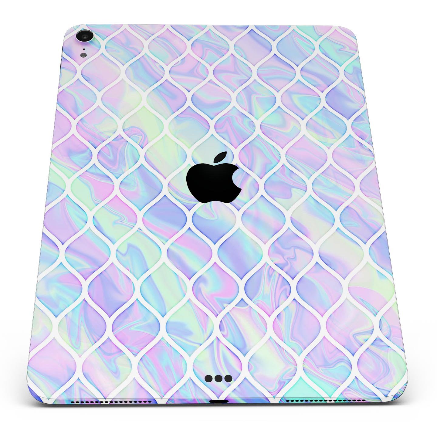 Iridescent Dahlia v4 skin decal for Apple iPad Pro, showcasing vibrant colors and a sleek design.