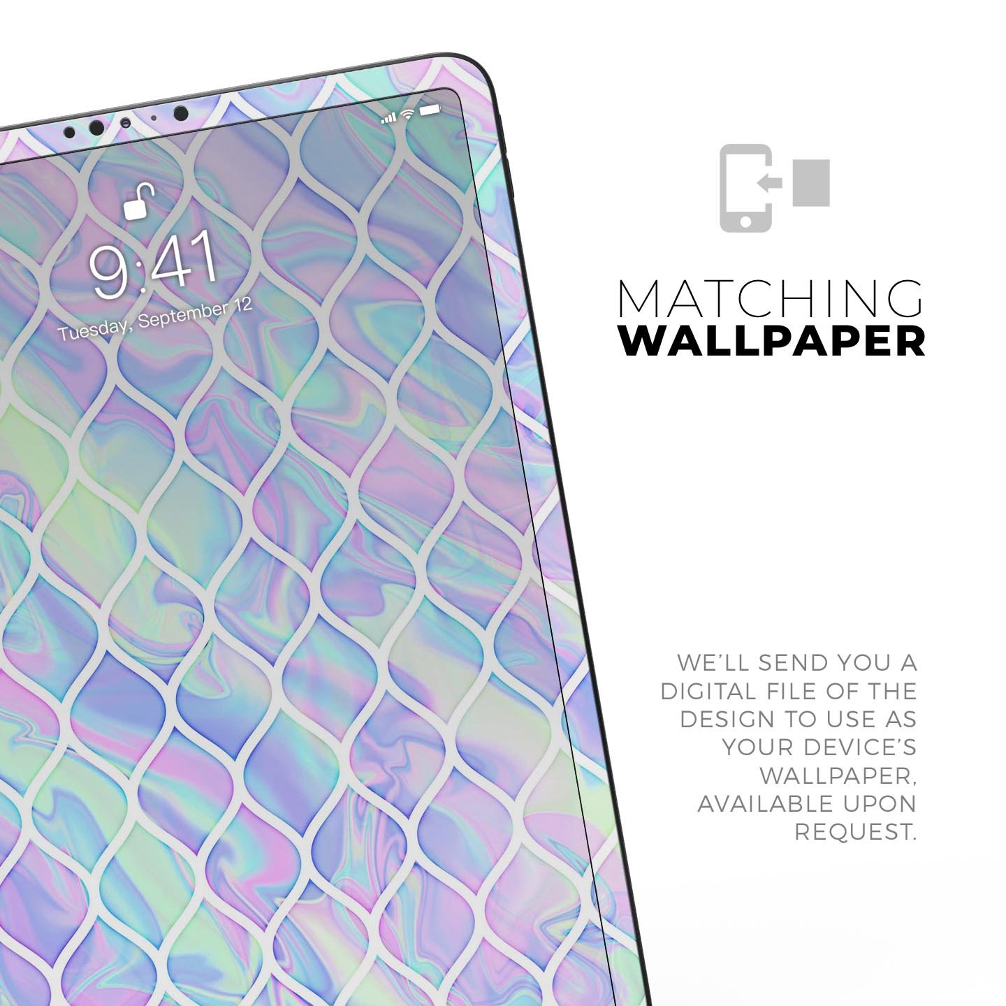 Iridescent Dahlia v4 skin decal for Apple iPad Pro, showcasing vibrant colors and a sleek design.