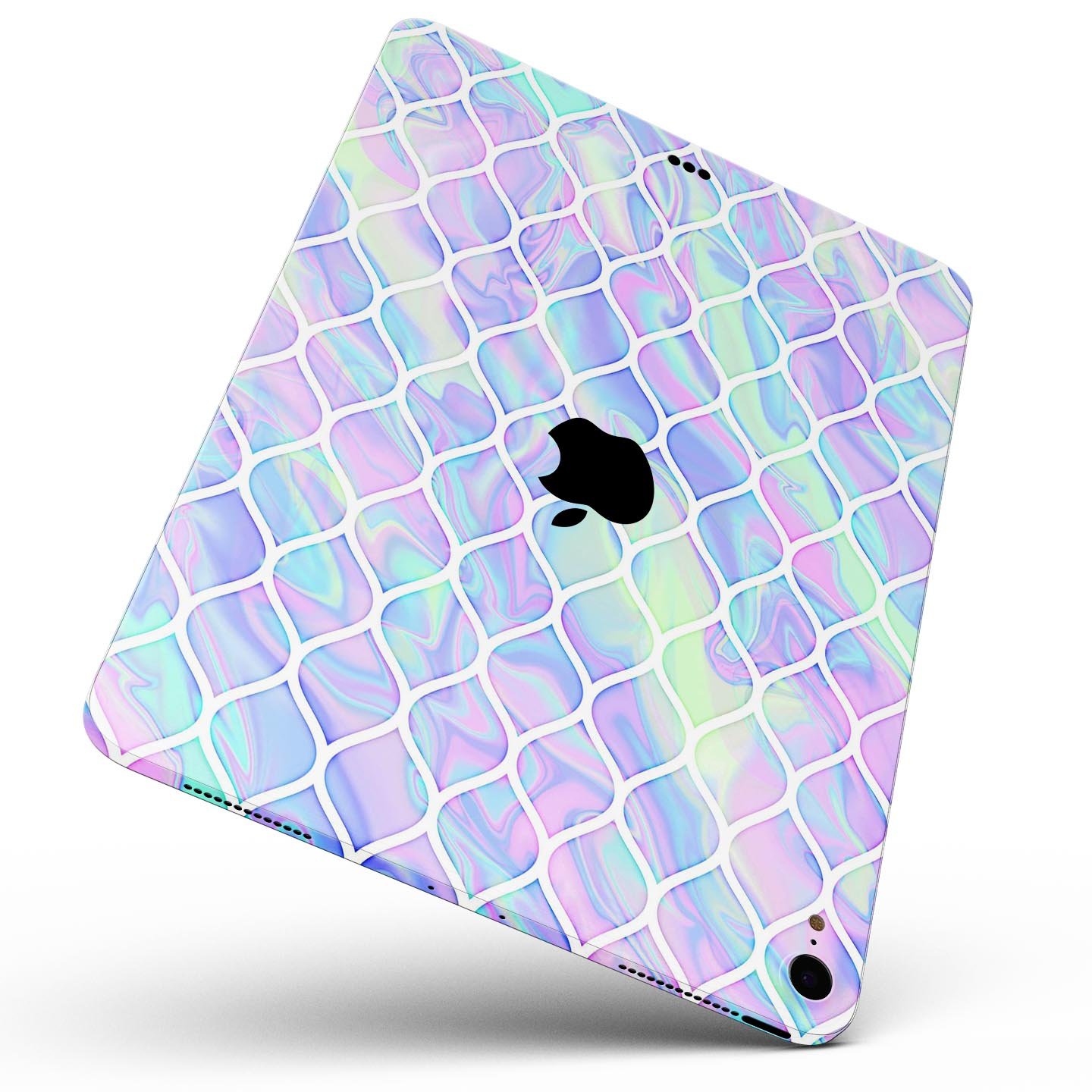 Iridescent Dahlia v4 skin decal for Apple iPad Pro, showcasing vibrant colors and a sleek design.