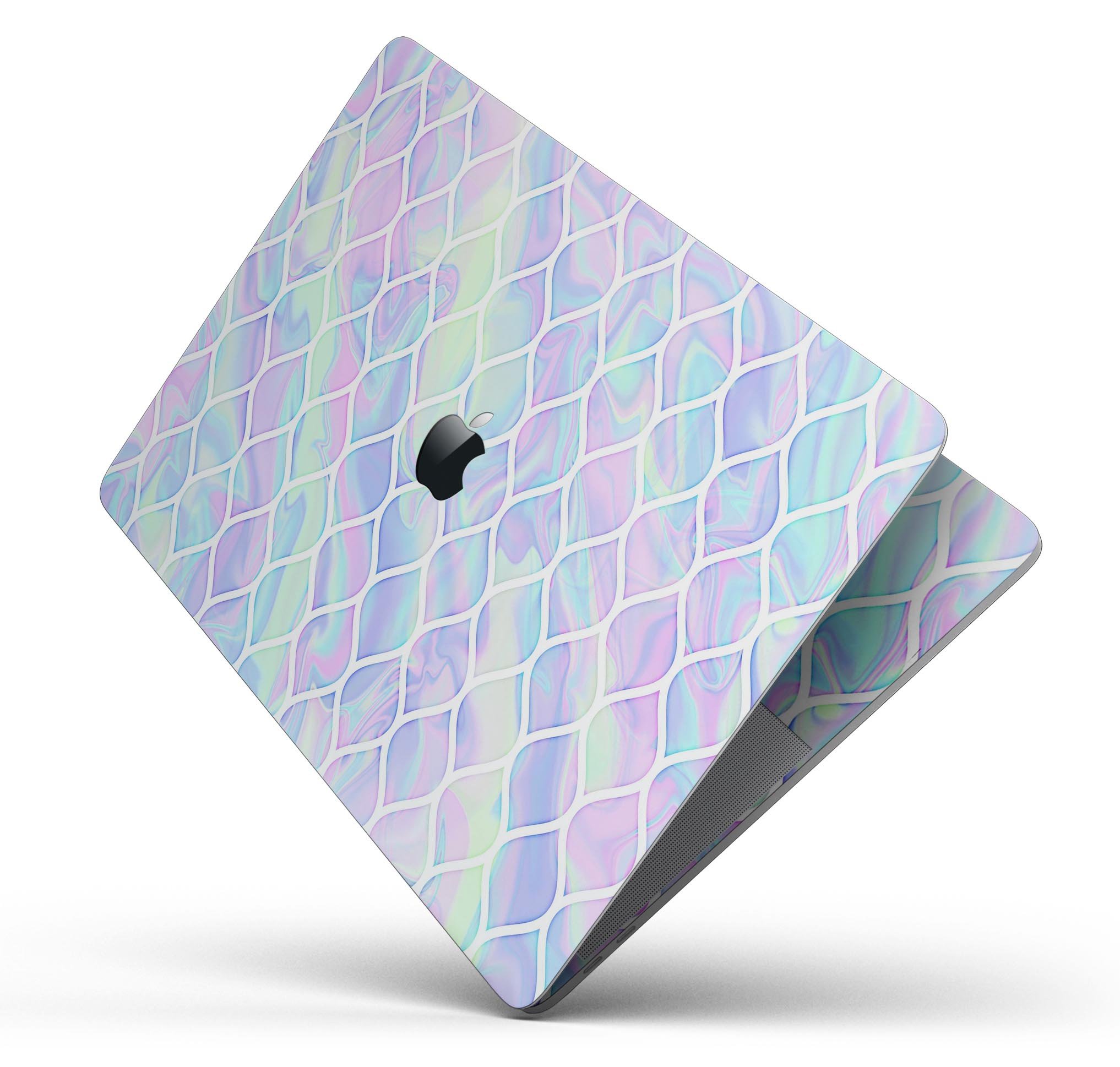 Iridescent Dahlia v4 skin decal wrap kit for Apple MacBook, showcasing vibrant colors and a sleek design.