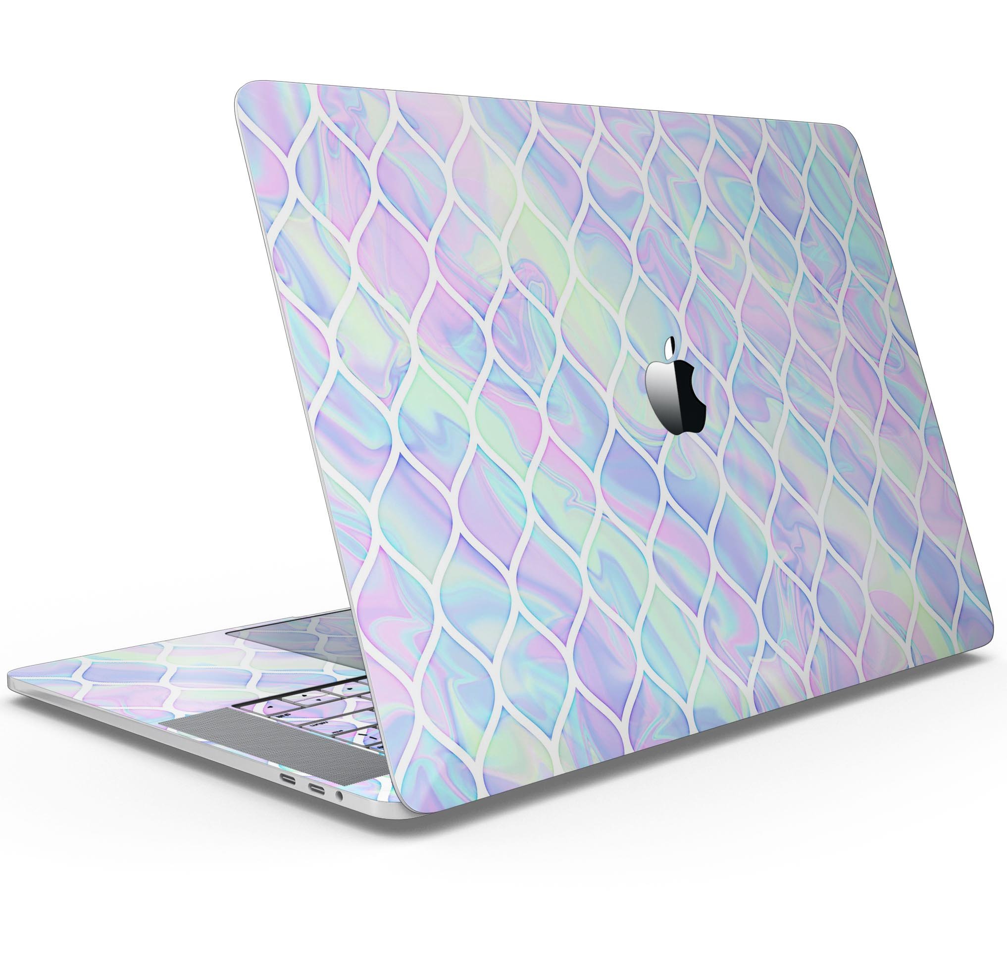 Iridescent Dahlia v4 skin decal wrap kit for Apple MacBook, showcasing vibrant colors and a sleek design.