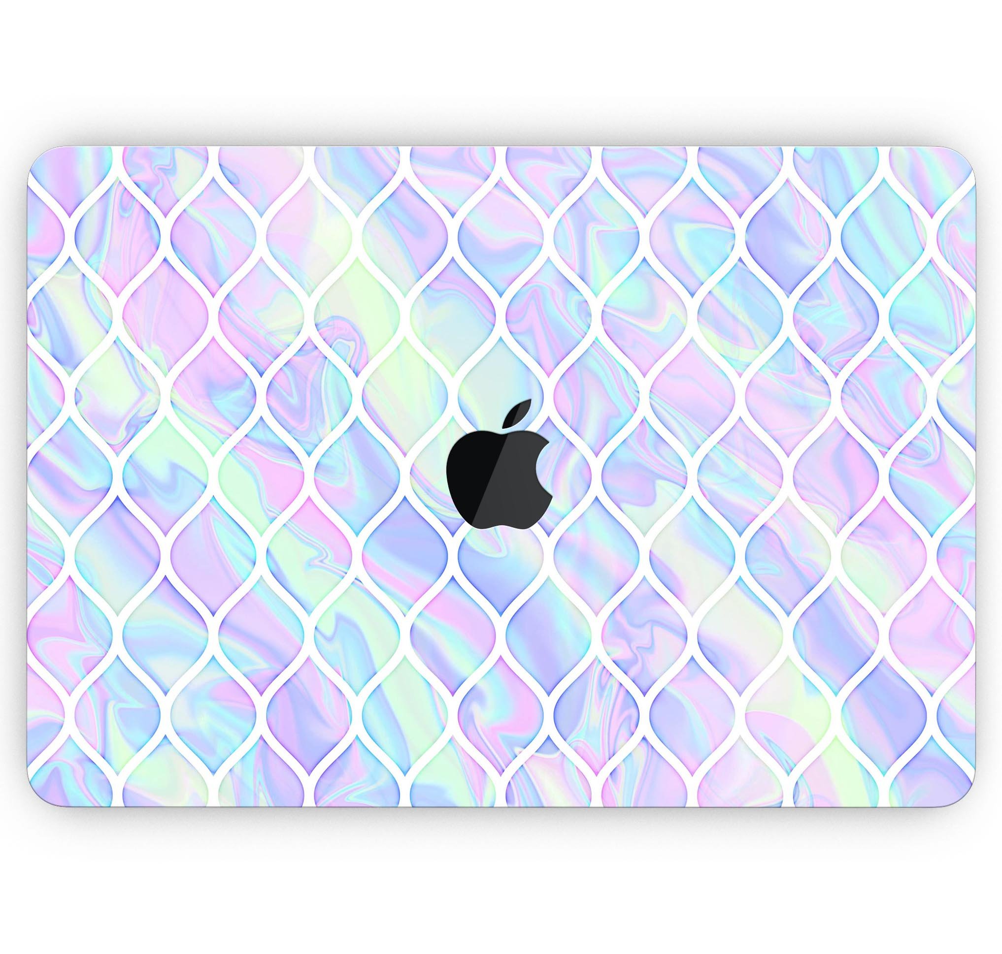 Iridescent Dahlia v4 skin decal wrap kit for Apple MacBook, showcasing vibrant colors and a sleek design.