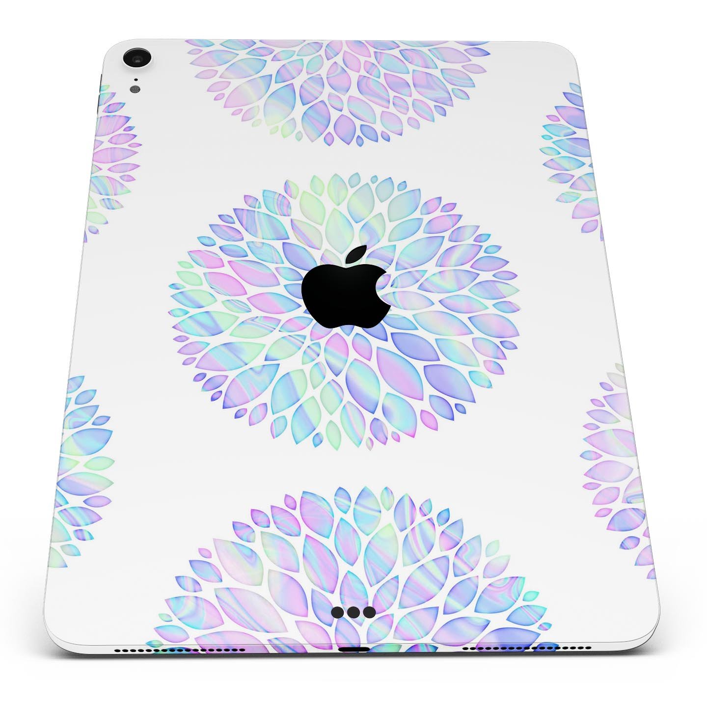 Iridescent Dahlia v5 skin decal for Apple iPad Pro, showcasing vibrant colors and a sleek design.