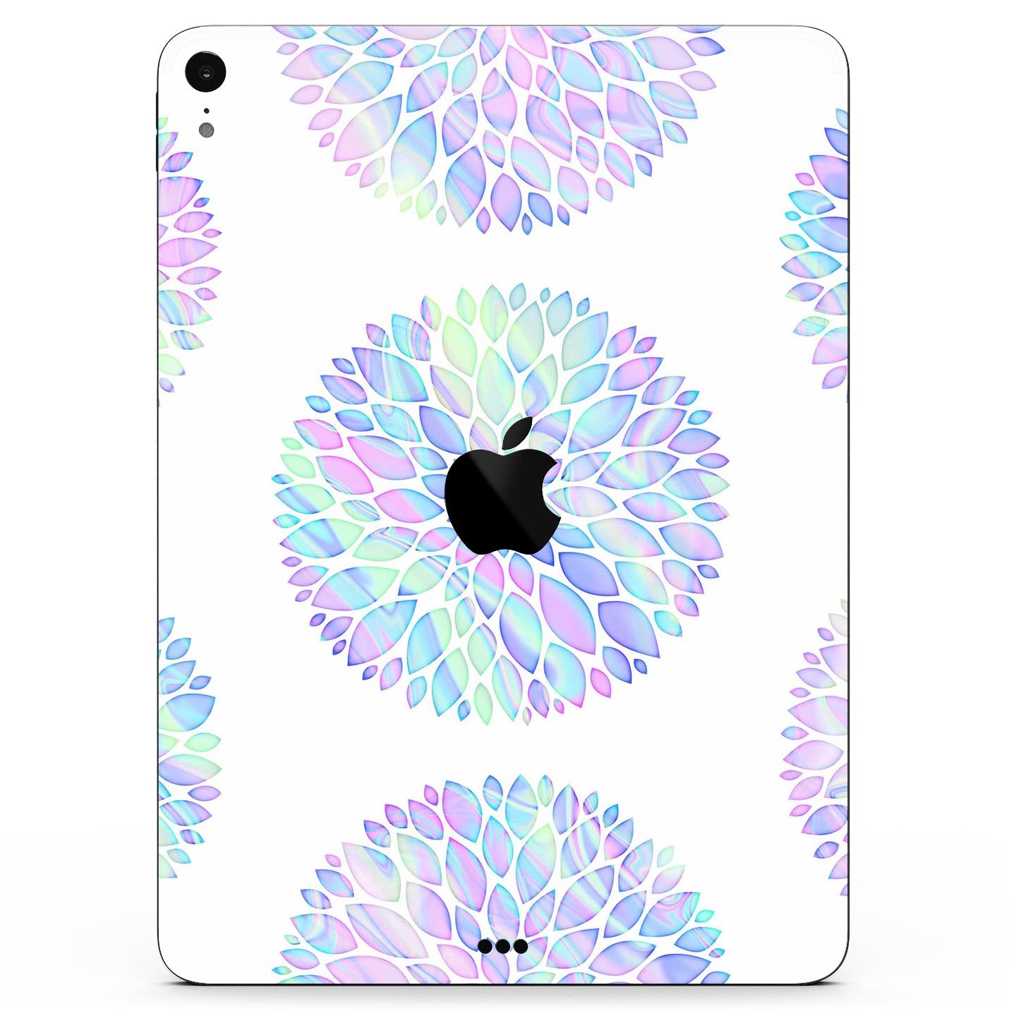 Iridescent Dahlia v5 skin decal for Apple iPad Pro, showcasing vibrant colors and a sleek design.