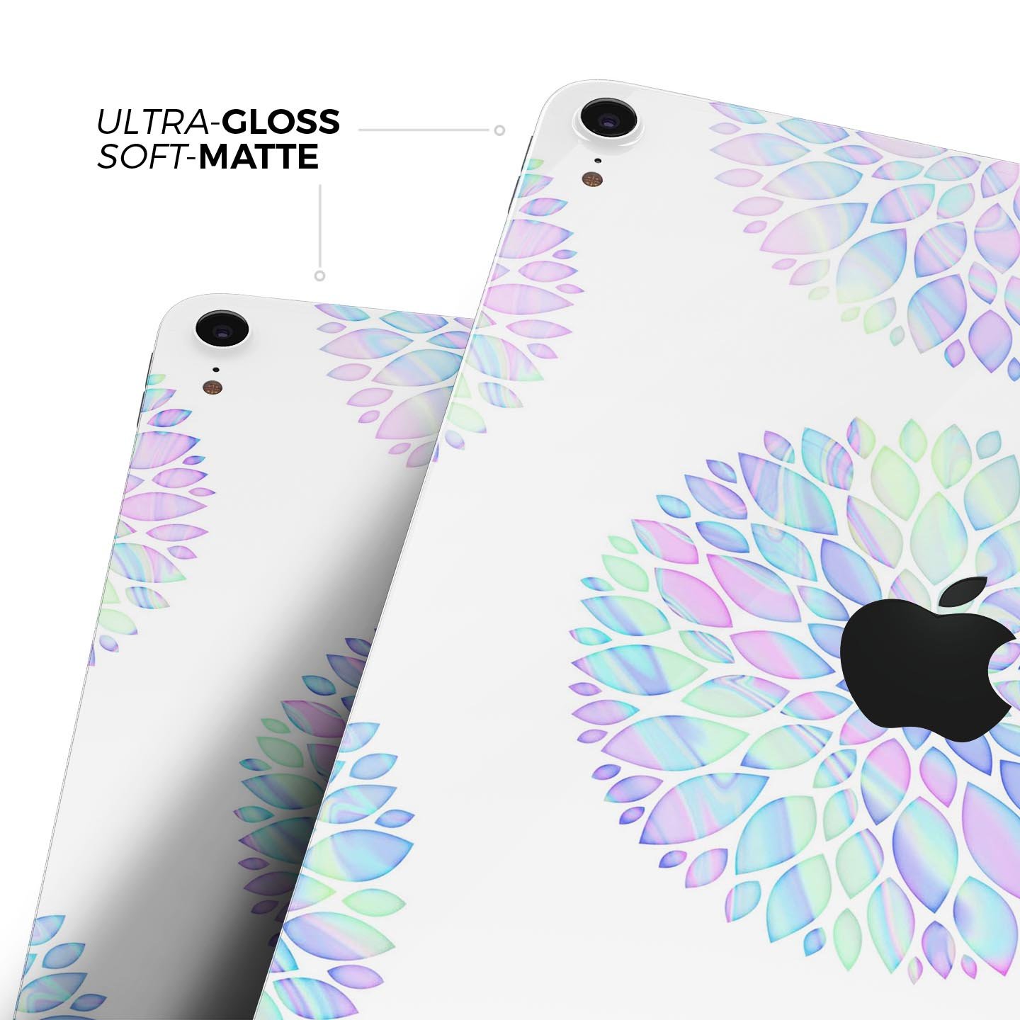 Iridescent Dahlia v5 skin decal for Apple iPad Pro, showcasing vibrant colors and a sleek design.