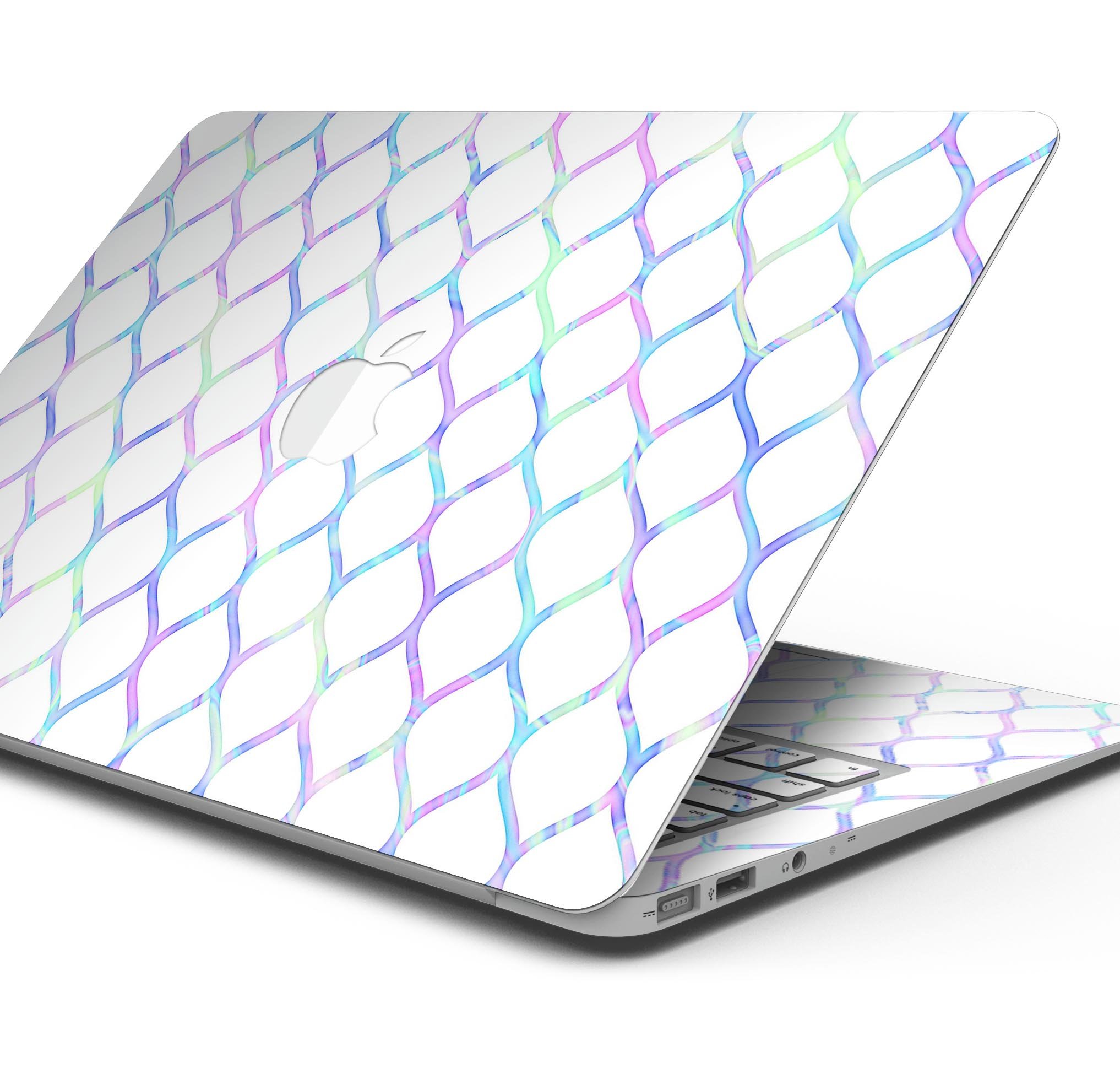 Iridescent Dahlia v7 skin decal wrap kit for Apple MacBook, showcasing vibrant colors and a sleek design.