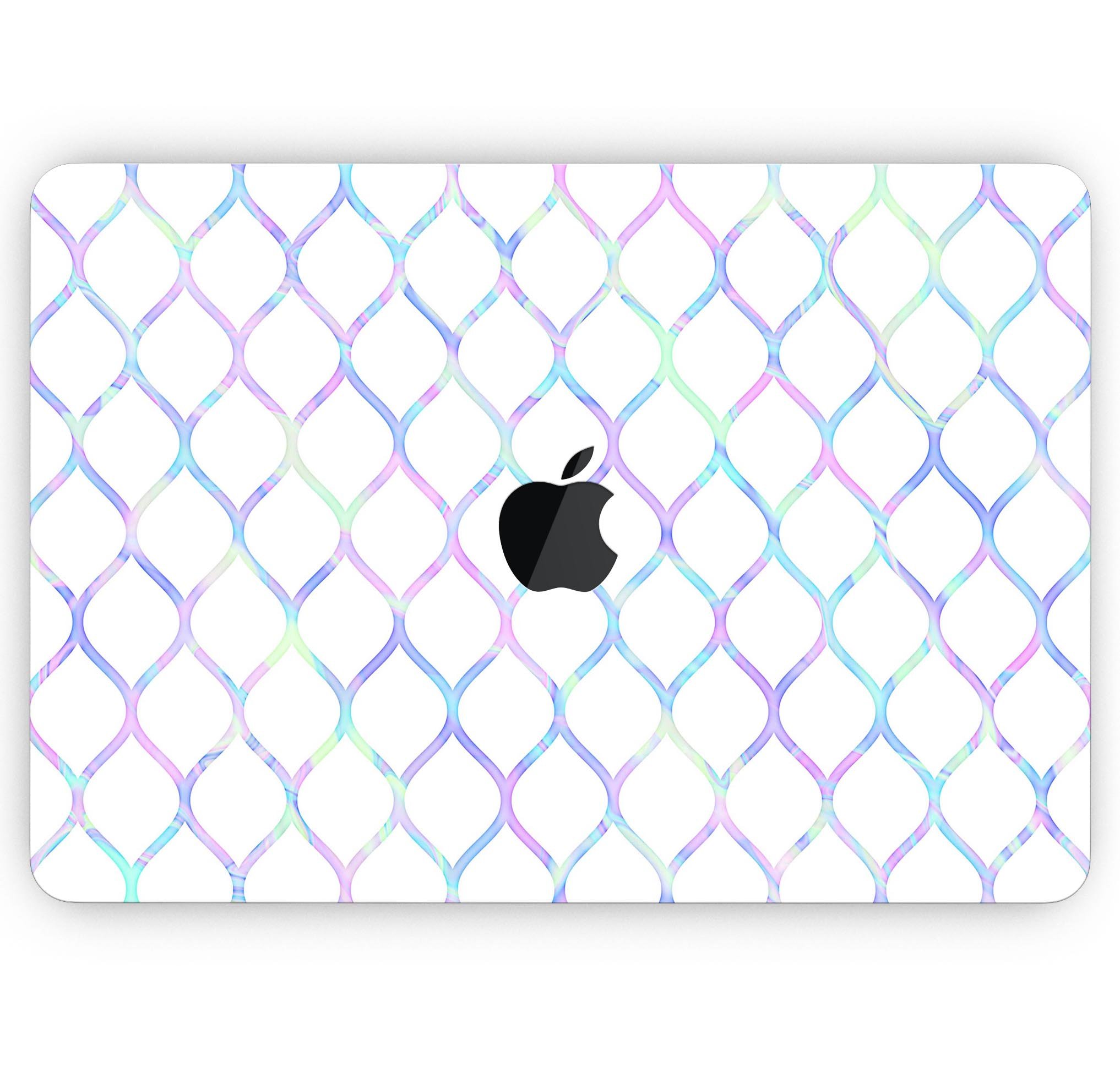 Iridescent Dahlia v7 skin decal wrap kit for Apple MacBook, showcasing vibrant colors and a sleek design.