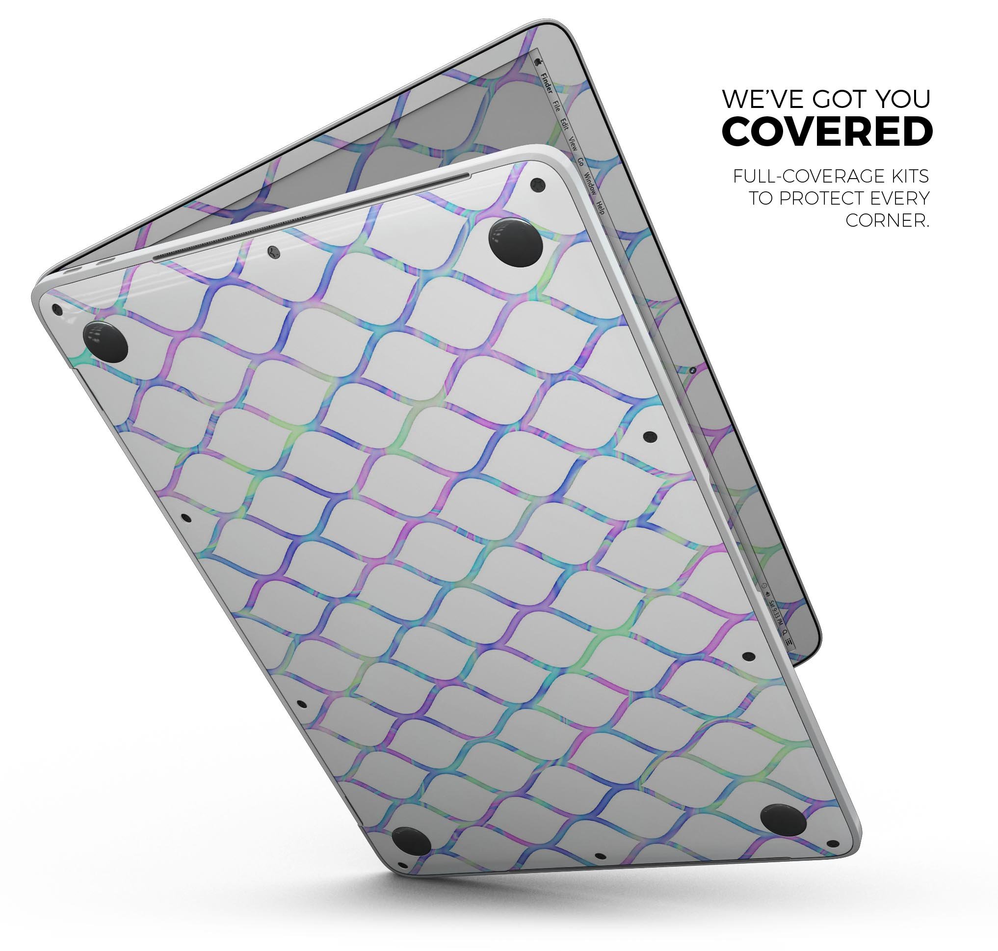 Iridescent Dahlia v7 skin decal wrap kit for Apple MacBook, showcasing vibrant colors and a sleek design.