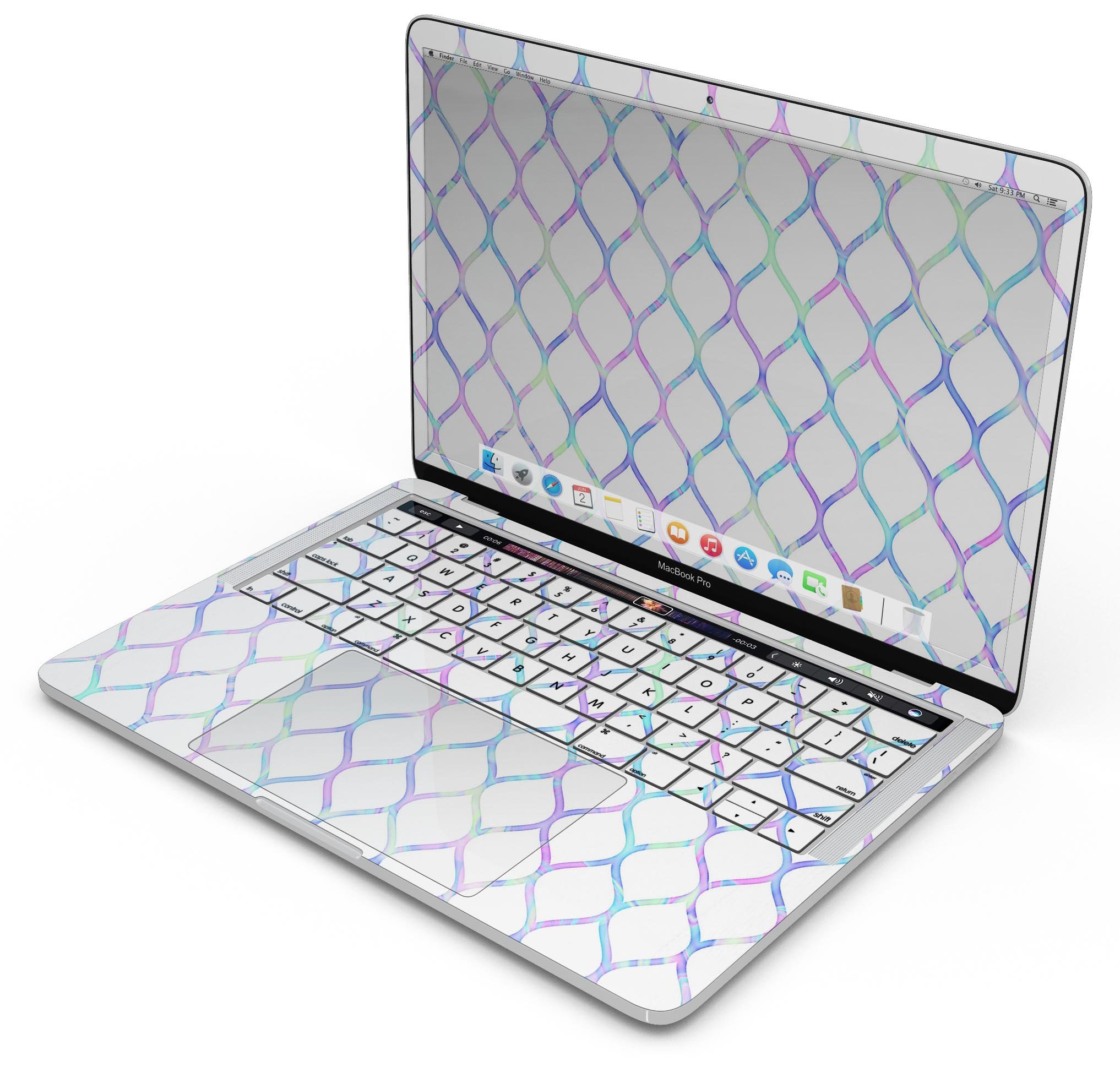 Iridescent Dahlia v7 skin decal wrap kit for Apple MacBook, showcasing vibrant colors and a sleek design.