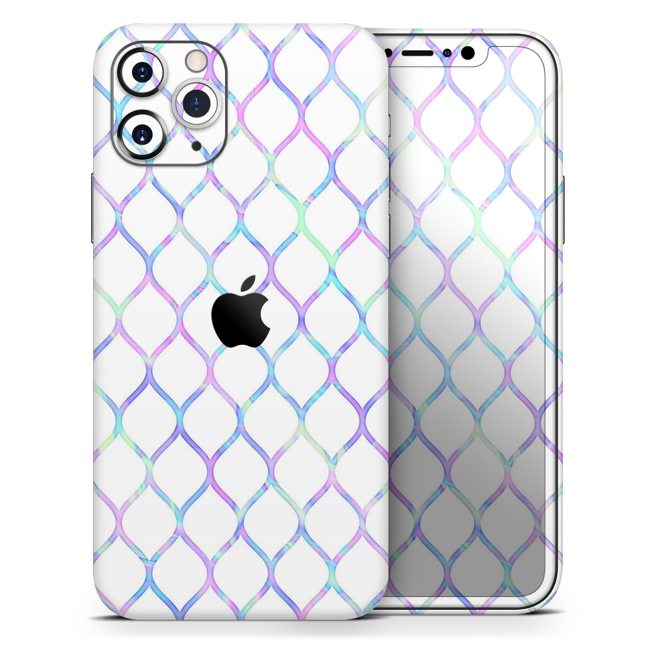 Iridescent Dahlia v7 Skin-Kit for Apple iPhone 13, showcasing vibrant colors and a sleek design.