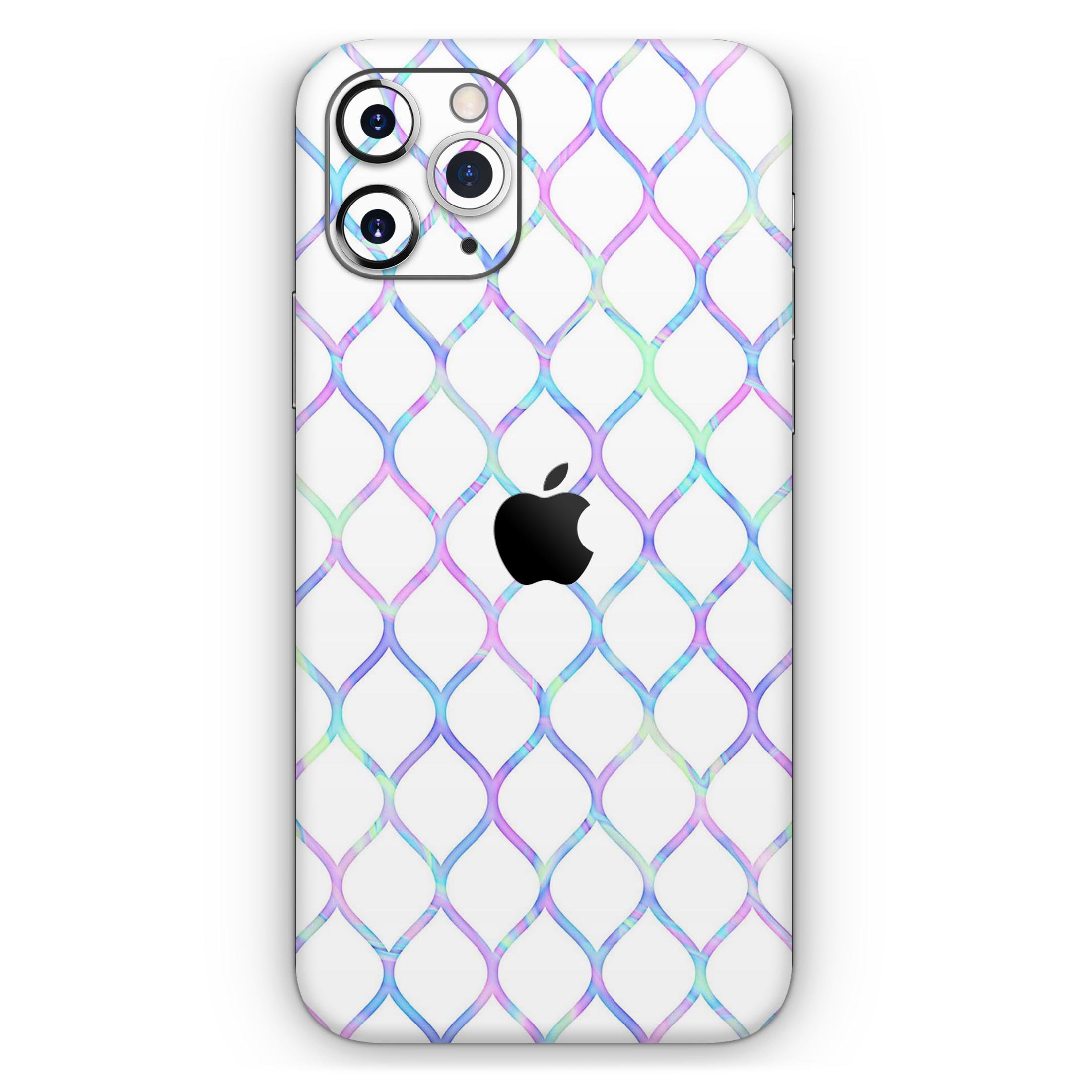 Iridescent Dahlia v7 Skin-Kit for Apple iPhone 13, showcasing vibrant colors and a sleek design.