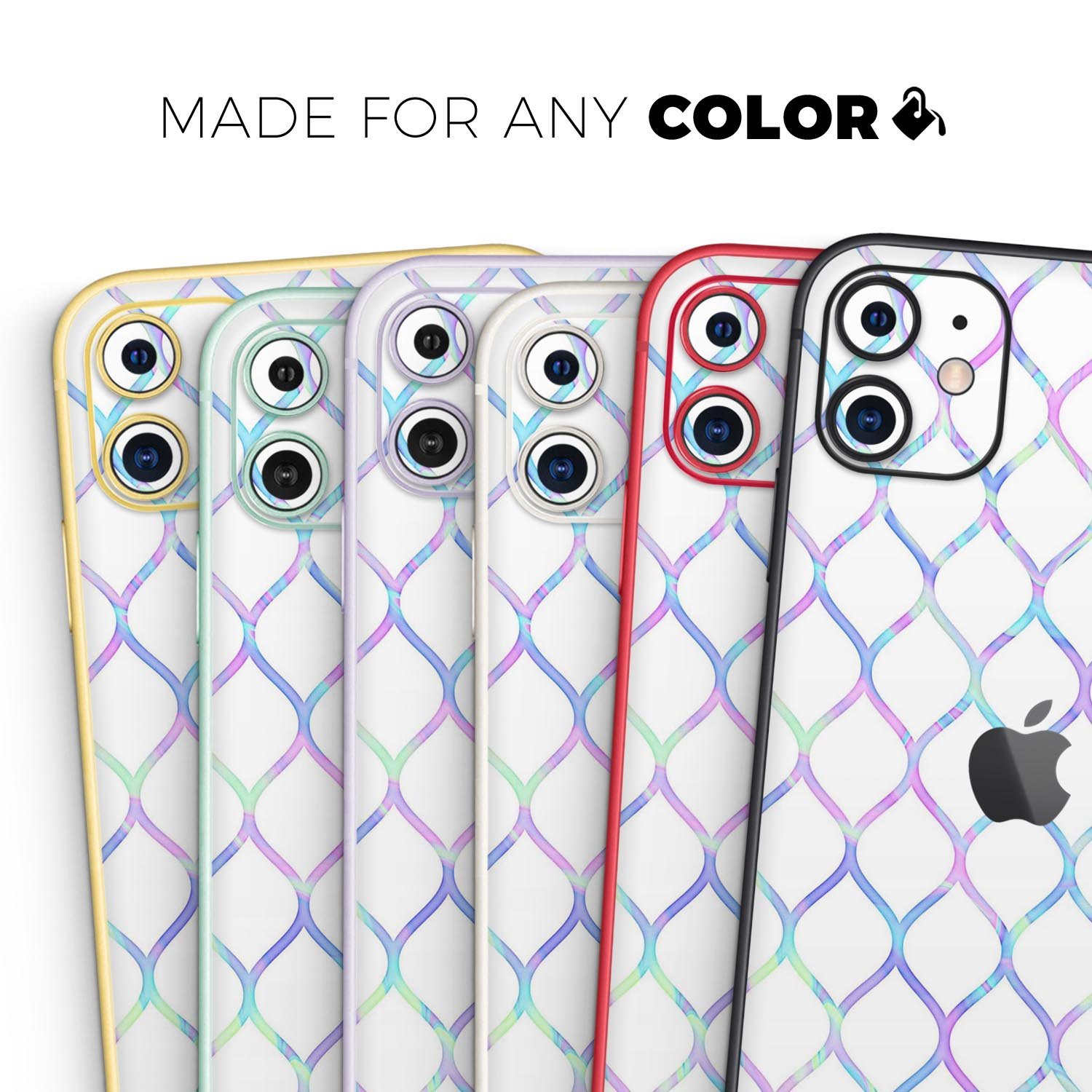 Iridescent Dahlia v7 Skin-Kit for Apple iPhone 13, showcasing vibrant colors and a sleek design.