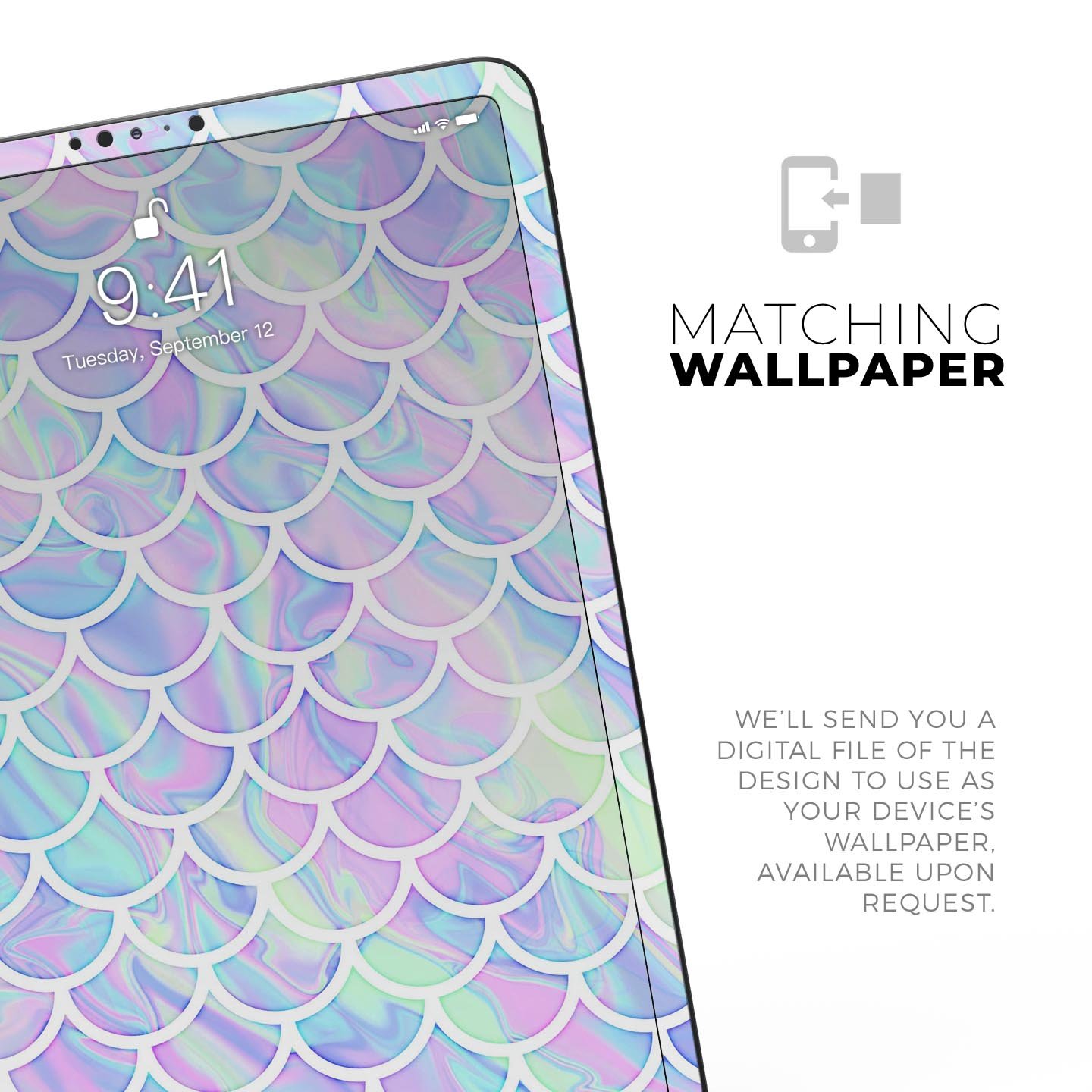 Iridescent Dahlia v8 full body skin decal for Apple iPad Pro, showcasing vibrant colors and a sleek design.