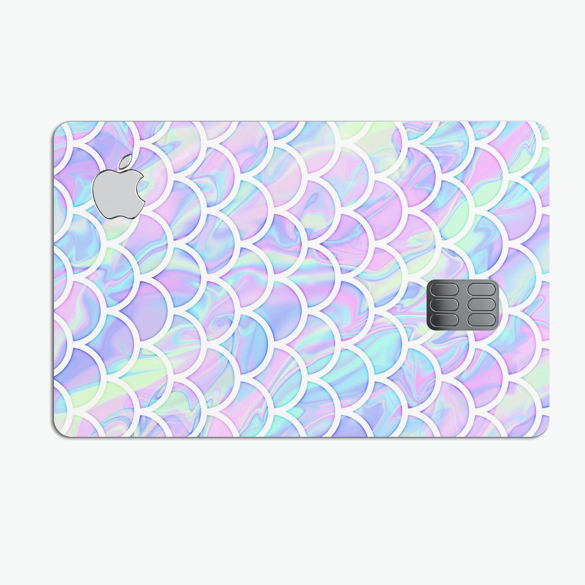 Iridescent Dahlia v8 decal skin-kit for Apple Card, showcasing its vibrant colors and premium finish.