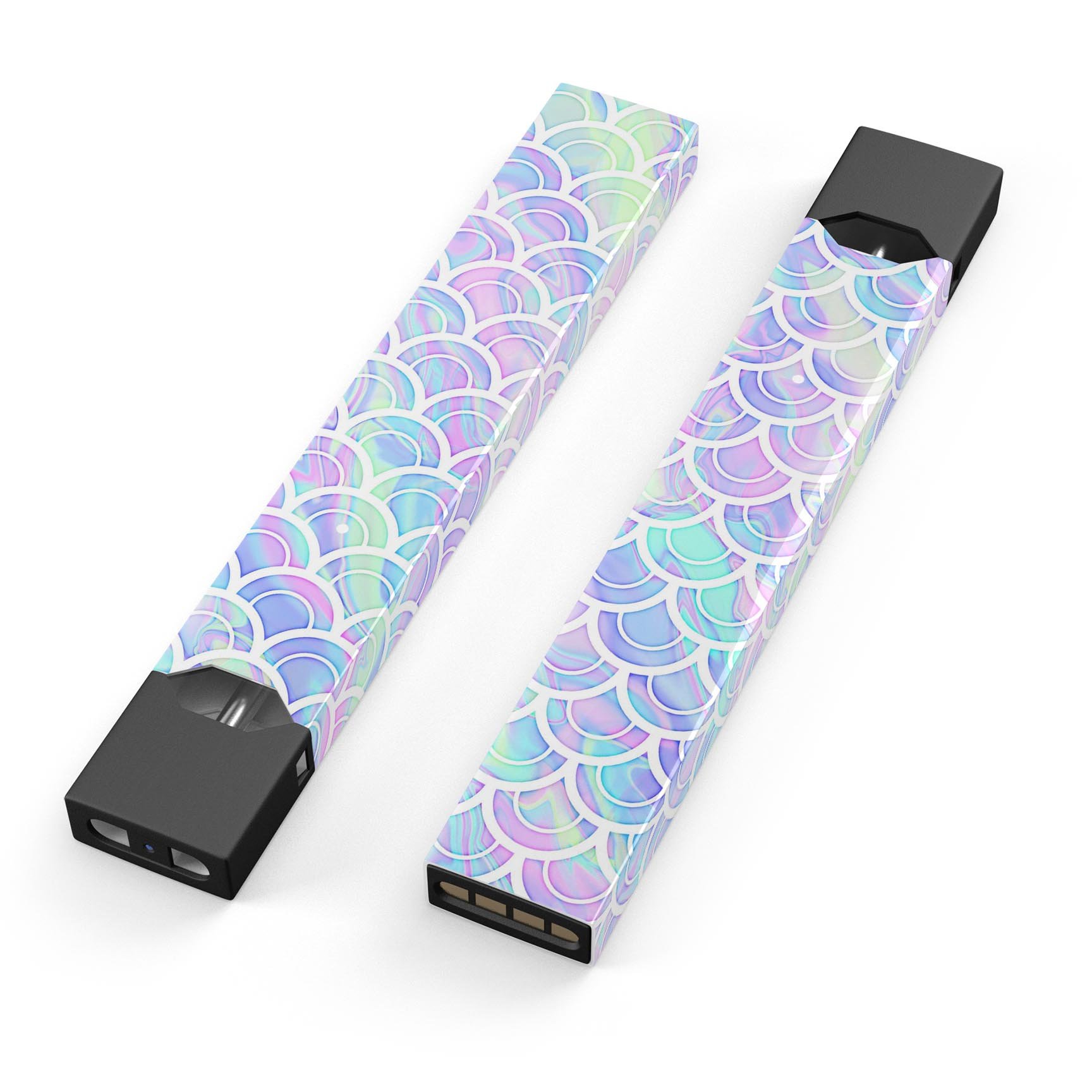 Iridescent Dahlia v9 skin-wrap sticker for JUUL device, showcasing vibrant colors and precise cut.